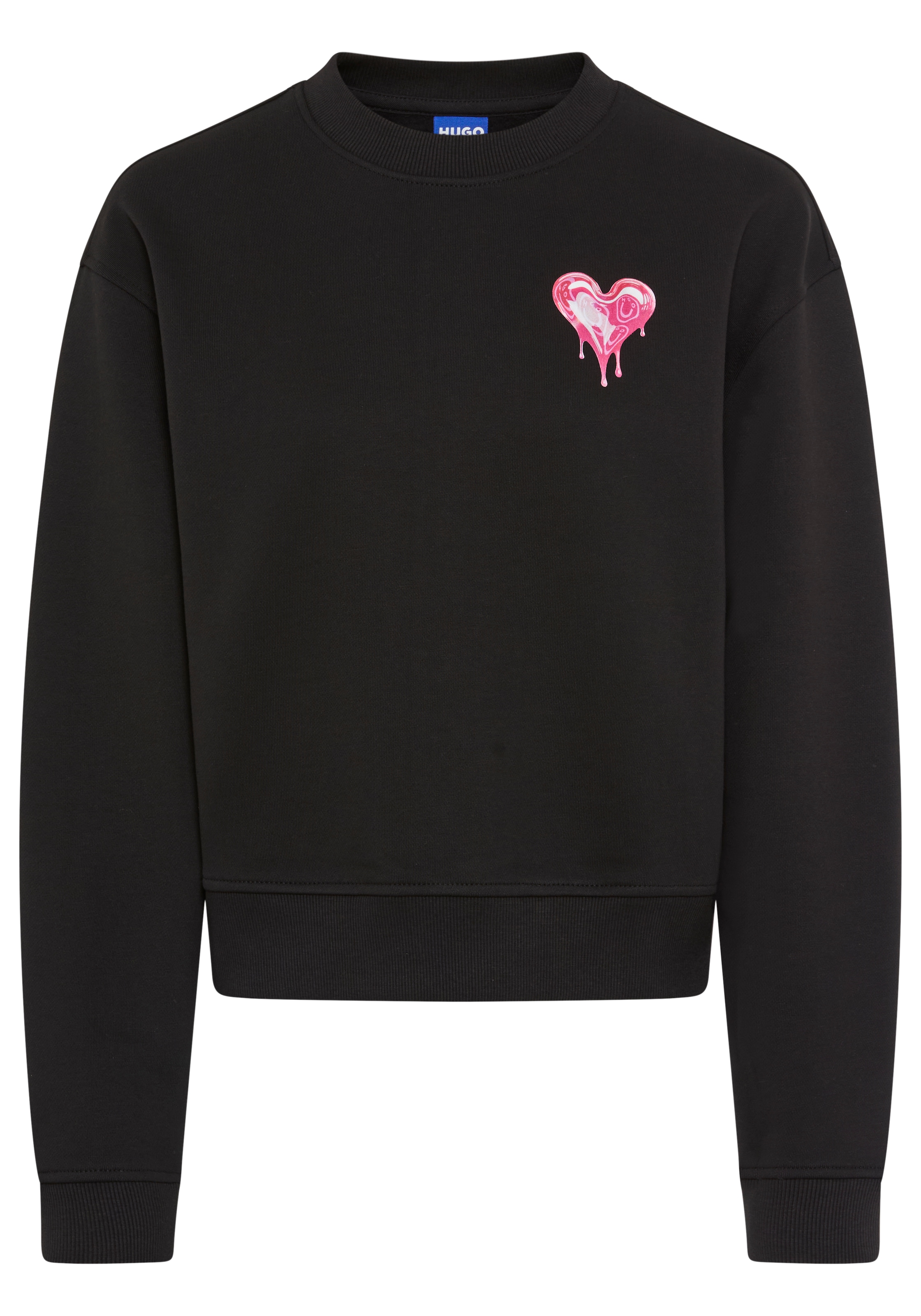 HUGO Blue Sweater "Delessa", Baumwoll-Terry mit Rundhals günstig online kaufen