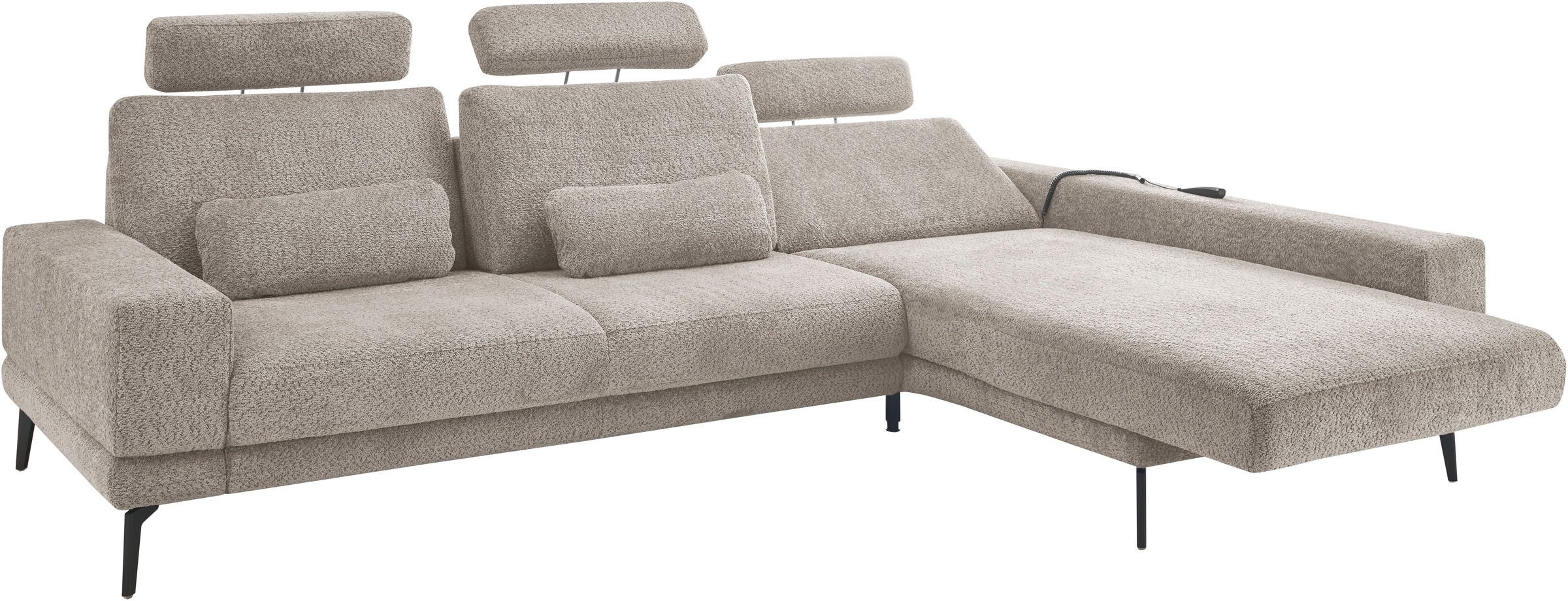set one by Musterring Ecksofa »SO 3600, inkl motor. Sitztiefenverstellung, Kopfstützen, Nierenkissen«, Sitzhöhe 44 cm, Federkern, Breite 293 x Tiefe 180 cm, Kama stone