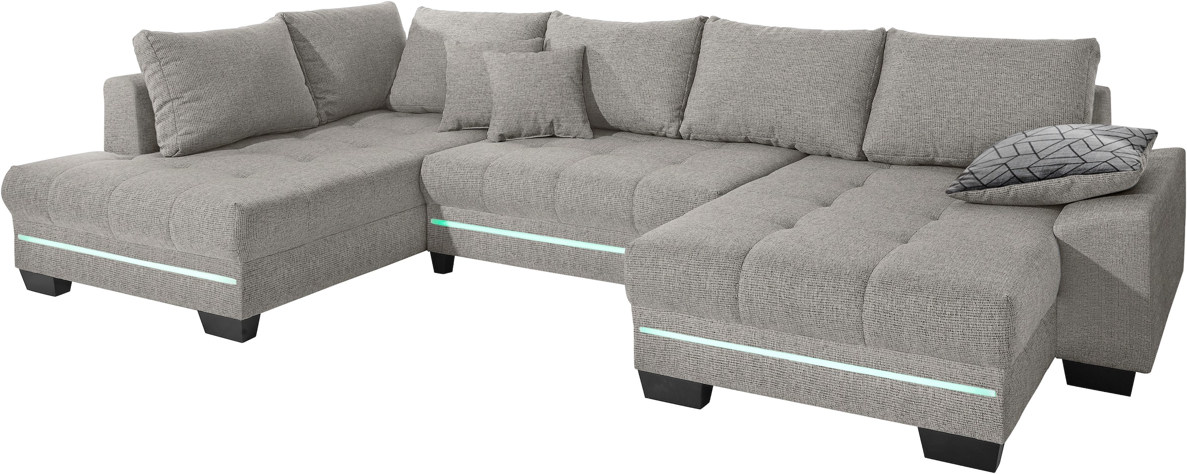 Mr. Couch Wohnlandschaft »Nikita U-Form«, Wahlweise mit Kaltschaum (140kg Belastung/Sitz), mit RGB-Beleuchtung