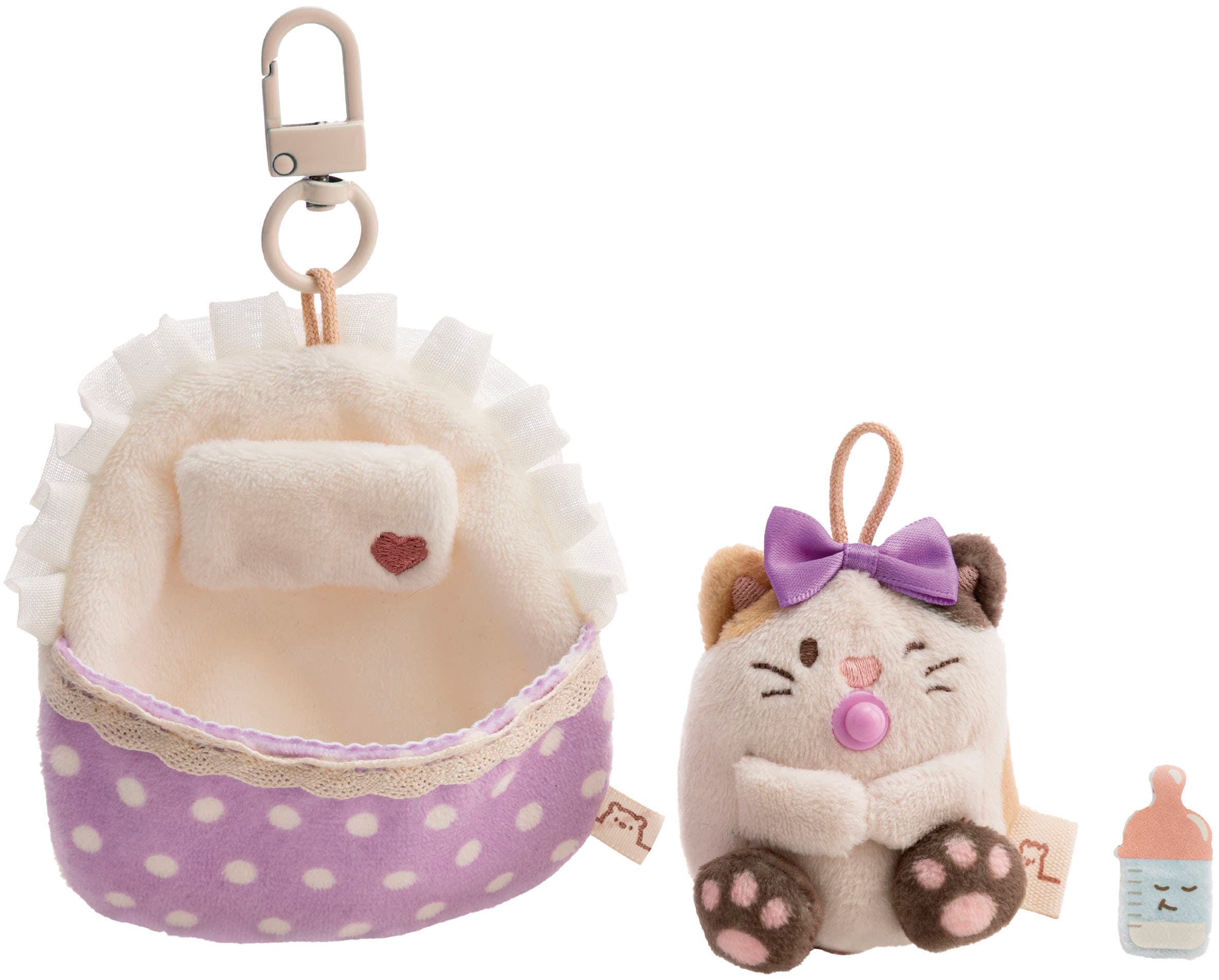 Nici »mymochi, Set Katze Angy 7cm mit Babyflasche & Bettchen mit Karabiner« in Geschenkbox