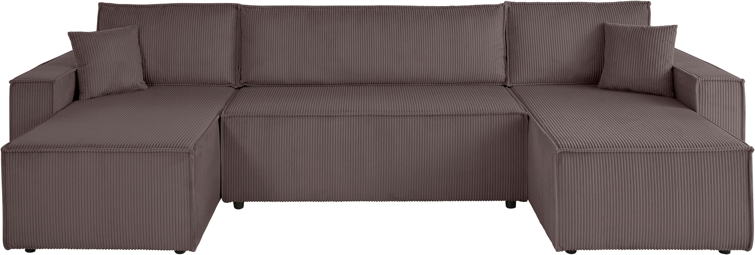 OTTO home Wohnlandschaft »Cassi, 311 cm, U-Form, Schlafsofa, Dauerschläfer, Boxspringfederung«, Schlaffunktion m. Bettkasten (Cord-Bezug