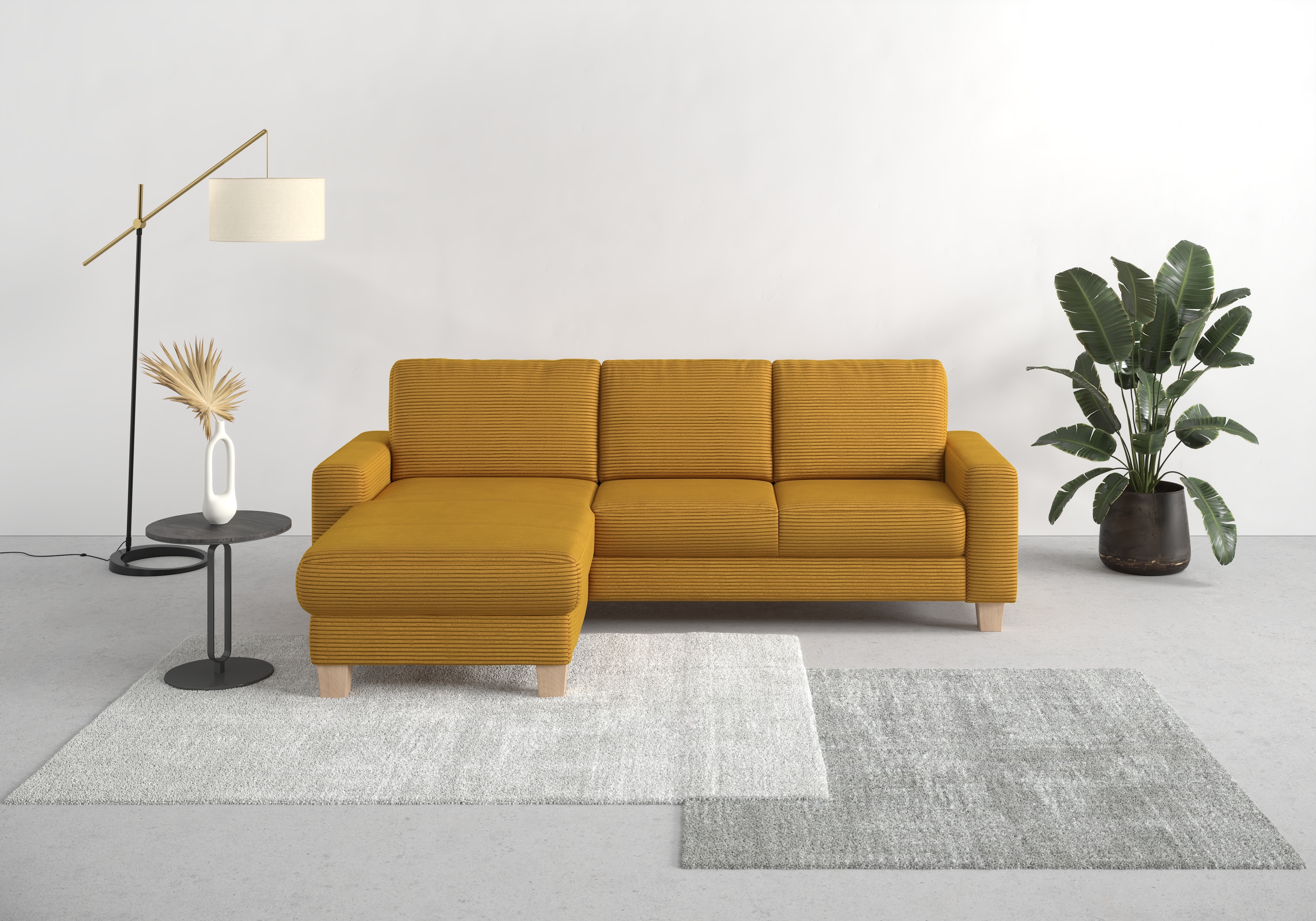 OTTO home Ecksofa "Summer L-Form" mit Recamiere, mit oder ohne Schlaffunktion und Bettkasten, Cord-Bezug