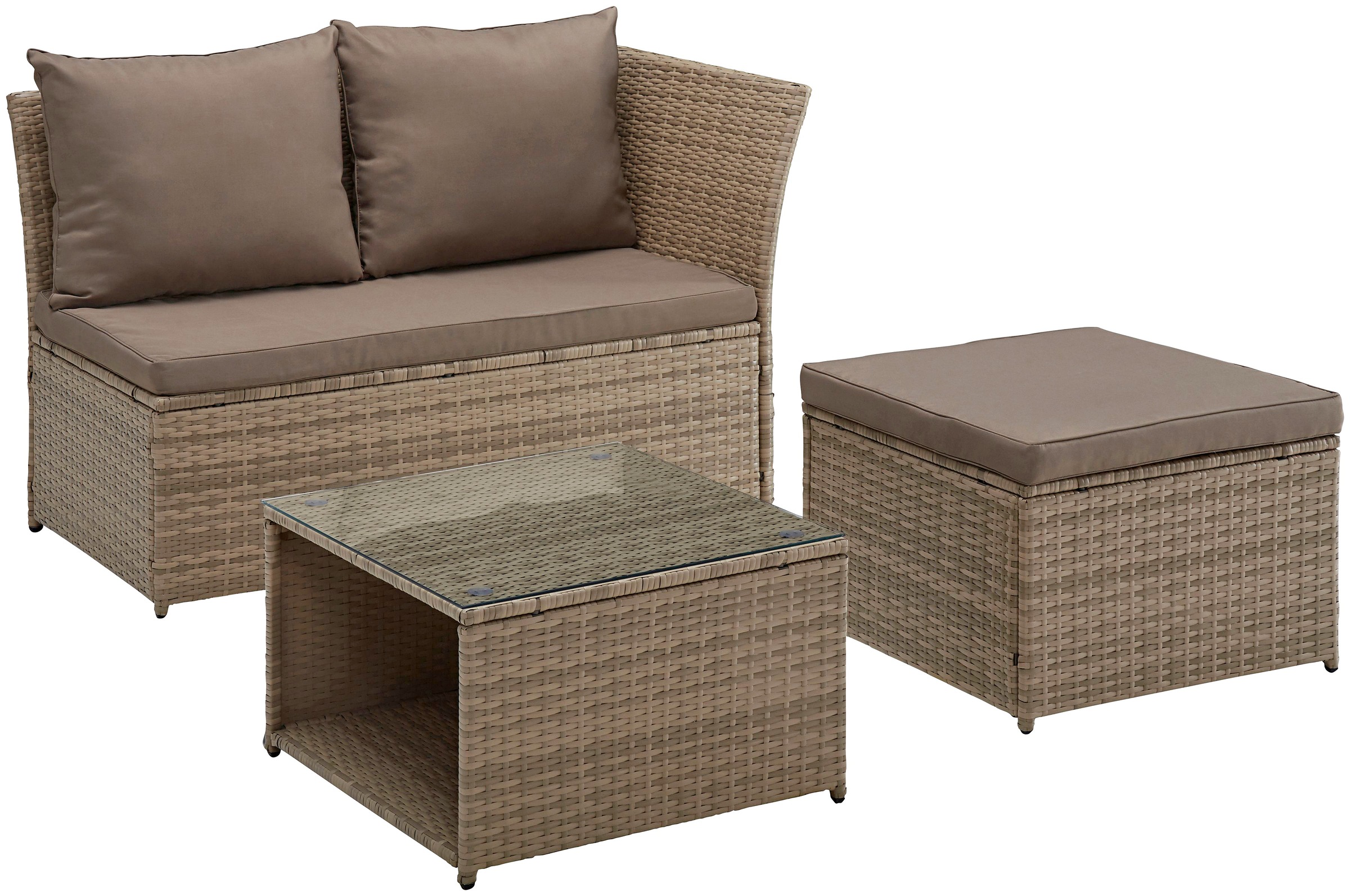KONIFERA Gartenlounge-Set »Marseille«, (8 tlg.), Sofa, Tisch 57x57 cm, Hocker, Polyrattan