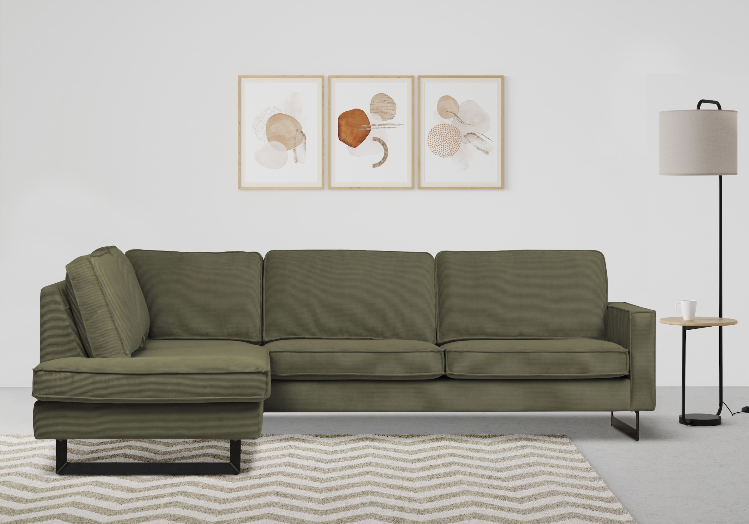 Places of Style Ecksofa "Pinto, 290 cm, Cord, Chenille, Lederoptik, Ottoman günstig online kaufen
