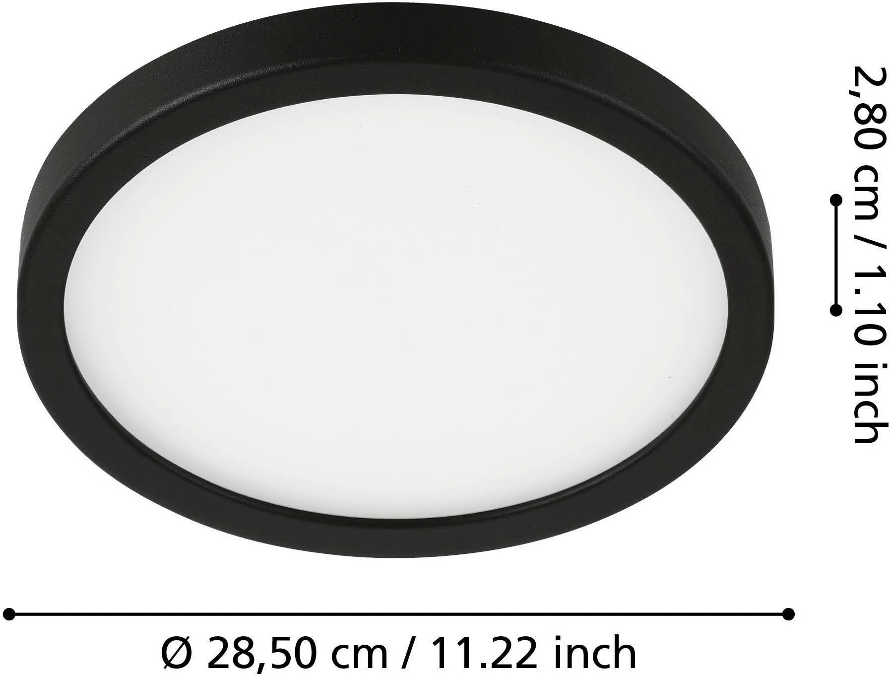 EGLO Aufbauleuchte »Fueva 5 Deckenleuchte, Stahl und Kunststoff, schwarz, weiß, Flurlampe« LED-Modul 1 Stk. Neutralweiß Ø 28,5 cm, Aufbauleuchte, Deckenlampe, LED Aufbaulampe, Lampe