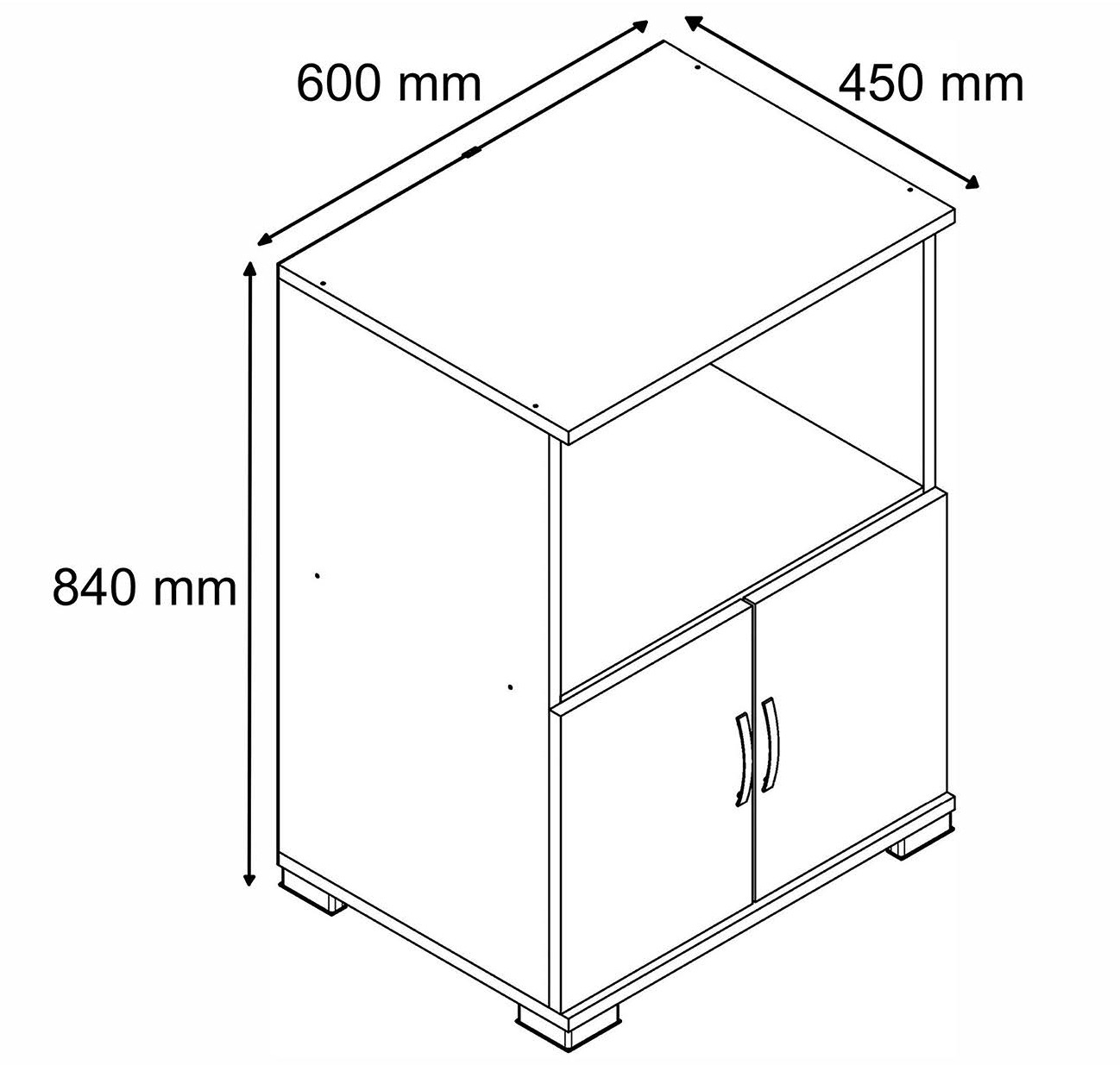 VCM Unterschrank »Miwelo«, Küchenschrank | Maße ca. H. 85 x B. 60 x T. 45 cm | Mikrowellenschrank mit zwei Fächern 
