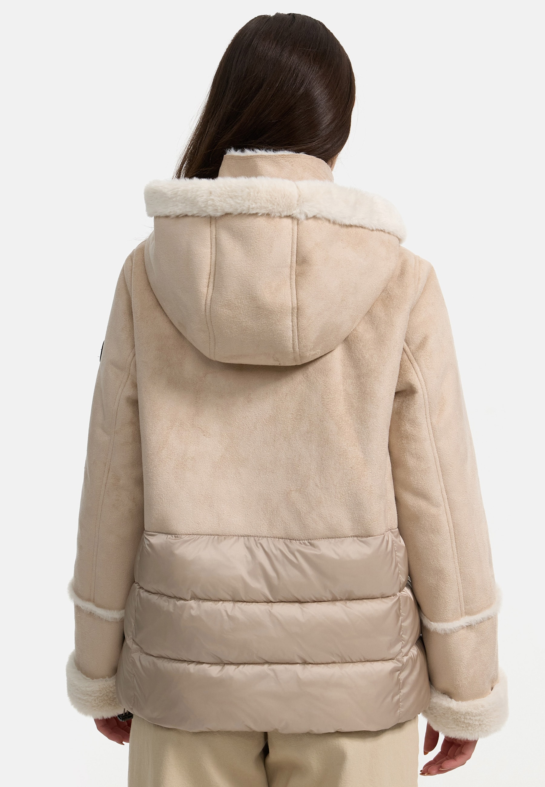 MANISA Kurzjacke, mit Kapuze, mit Teddyfell-Kapuze