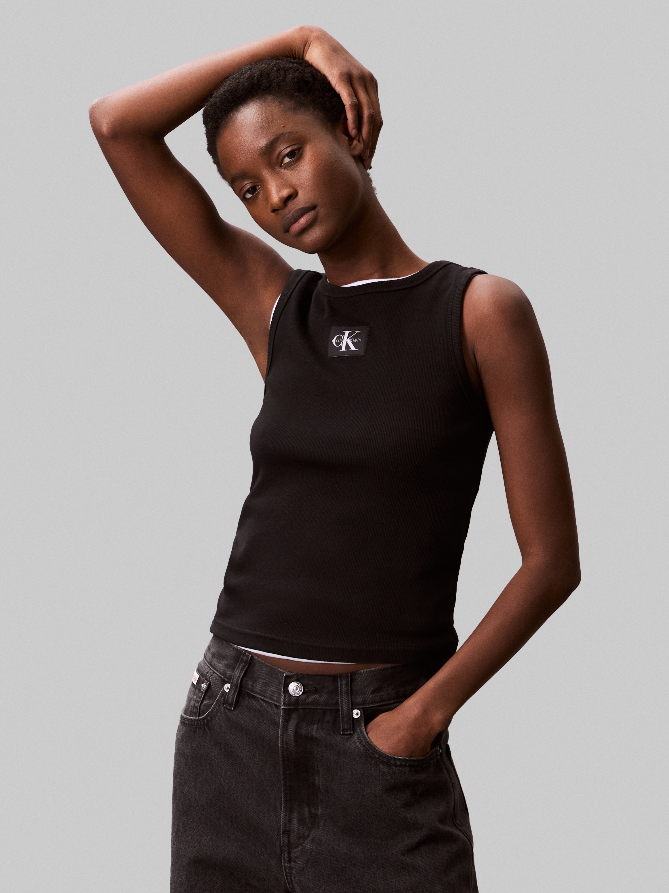 Calvin Klein Jeans Tanktop »A - WVN LBL 2X2 CTTN«, Mit Rundhalsausschnitt