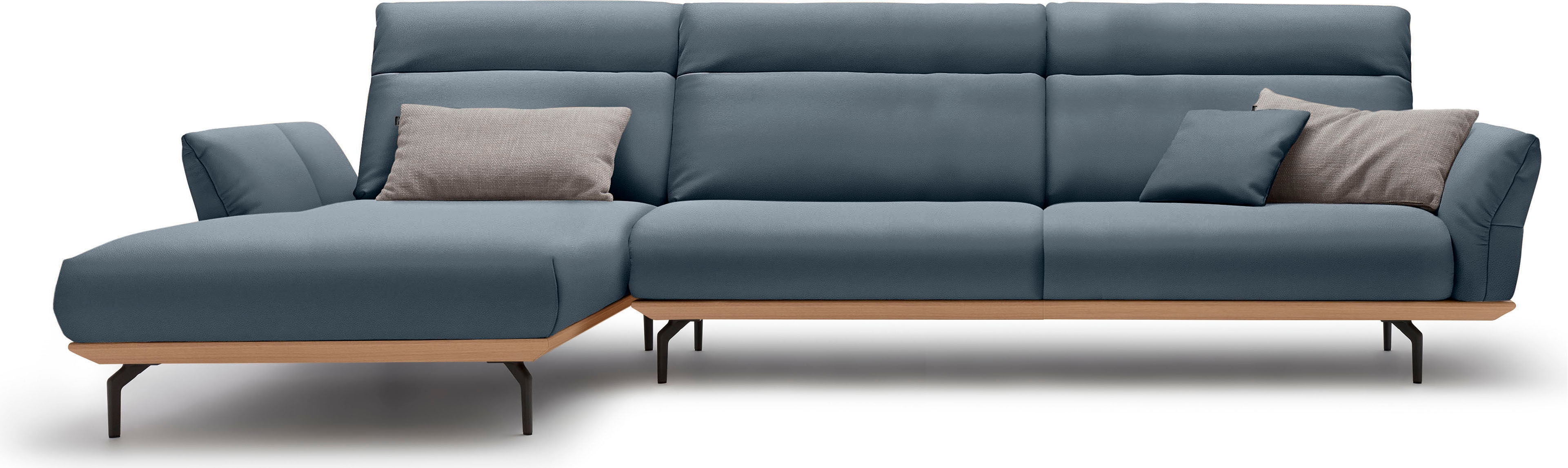 Creation BY ROLF BENZ Ecksofa "CR.460, Design-Sofa der Extraklasse, verstellbare Rückenlehne, L-Form" Sockel in Eiche, Winkelfüße in Umbragrau, Breite 338 cm