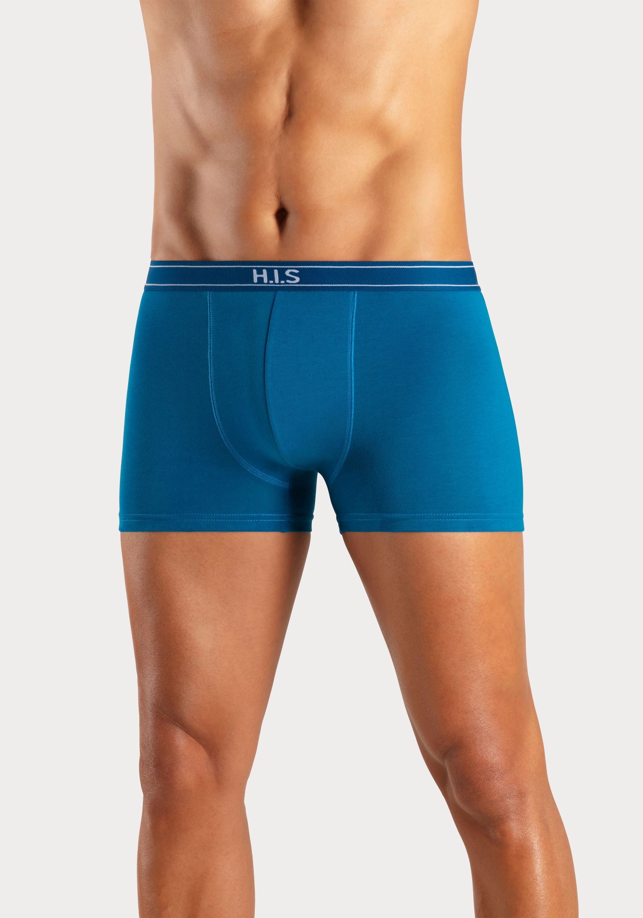 H.I.S Boxer, (Packung, 5 St.), mit Steifen und Logo im Bund