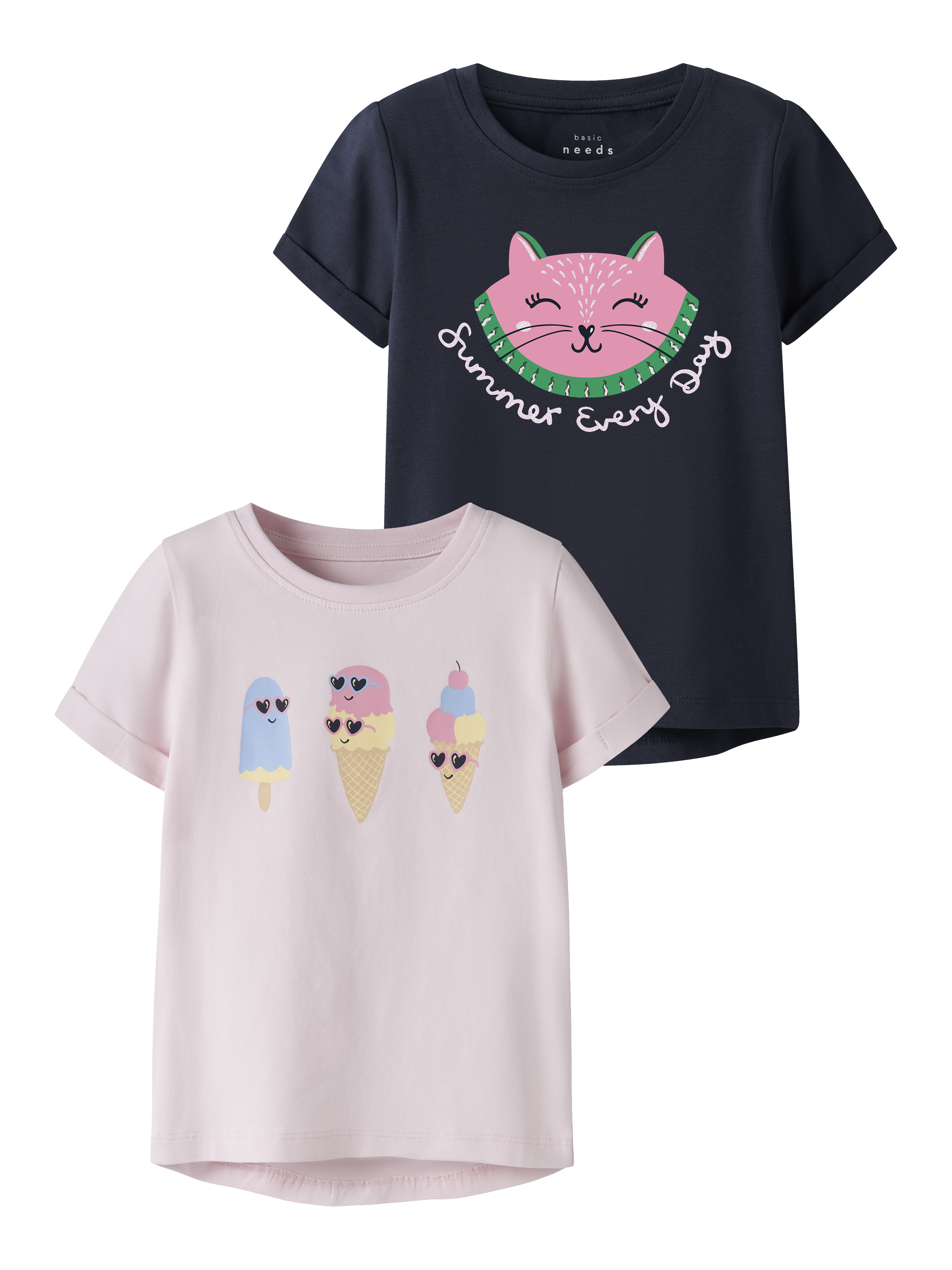 Name It T-Shirt "NMFVIX 2P SS TOP" Packung, 2 Baumwollmischung, normal geschnitten