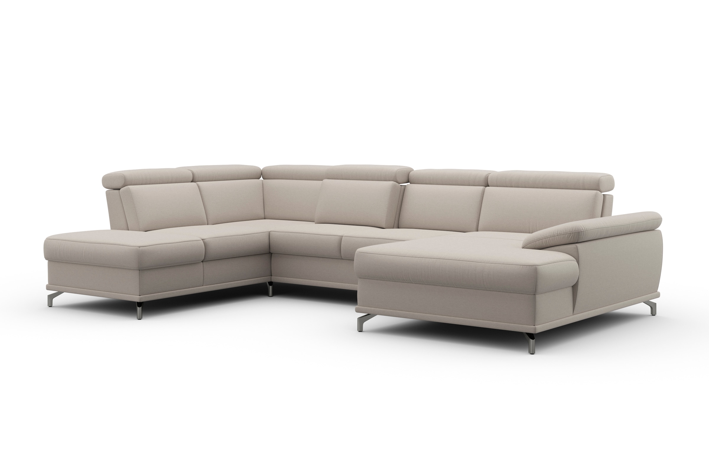 sit&more Wohnlandschaft »Cabrio U-Form, mit Sitztiefenverstellung, Arm- und Kopfteilverstellung«, 3 Nierenkissen, Federkern, optional Bettfunktion und Stauraum