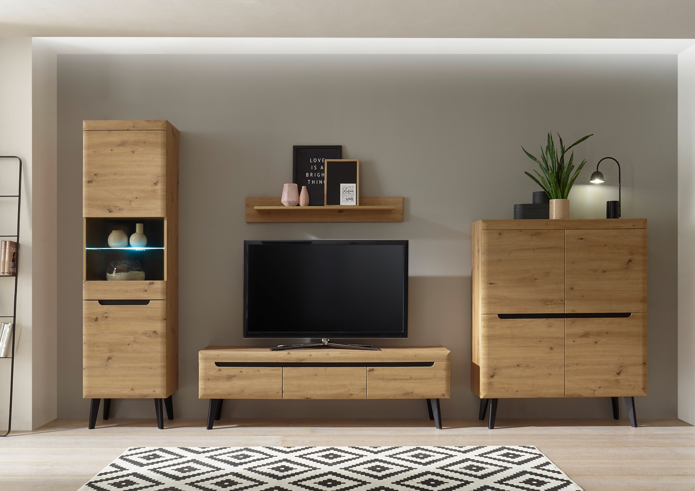 Home affaire "Torge, Anbauwand, Schrankwand, Mediawand, Wohnzimmer-Set" Set günstig online kaufen