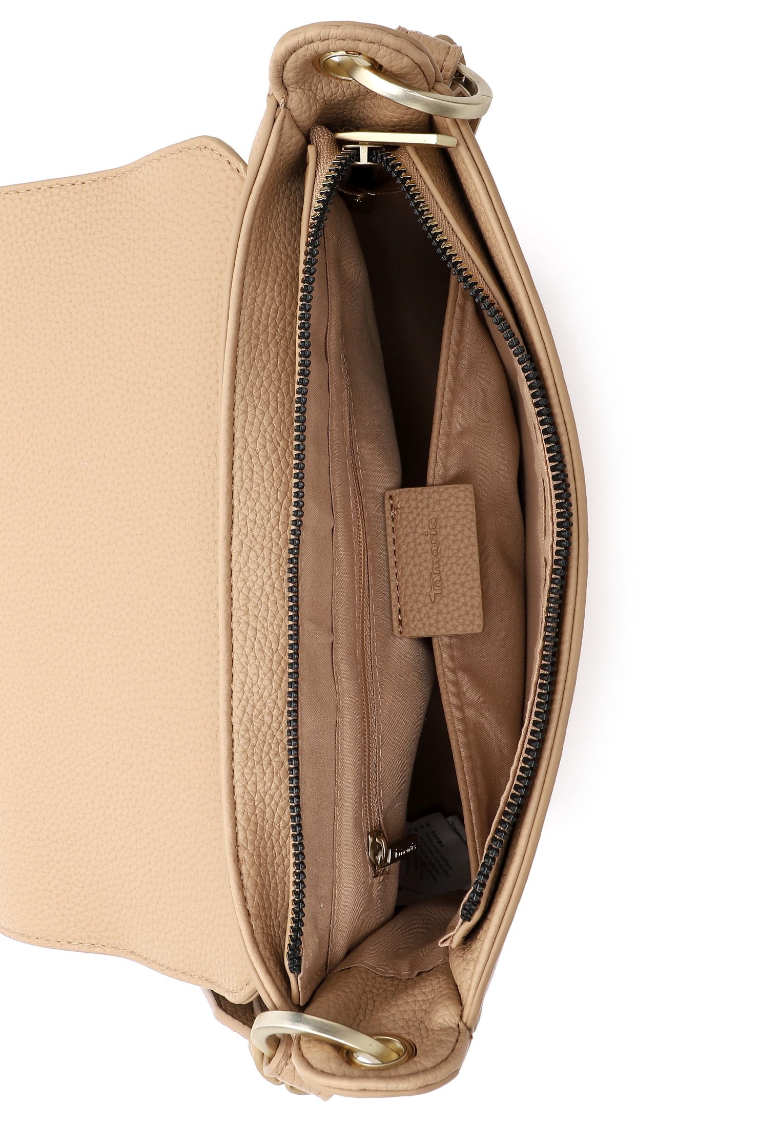 Umhängetasche TAMARIS "Umhängetasche TAS Kiri", Damen, Gr. B/H/T: 25cm x 20cm x 8cm 0, beige (sand 420), Polyurethan, Taschen Umhängetasche 3