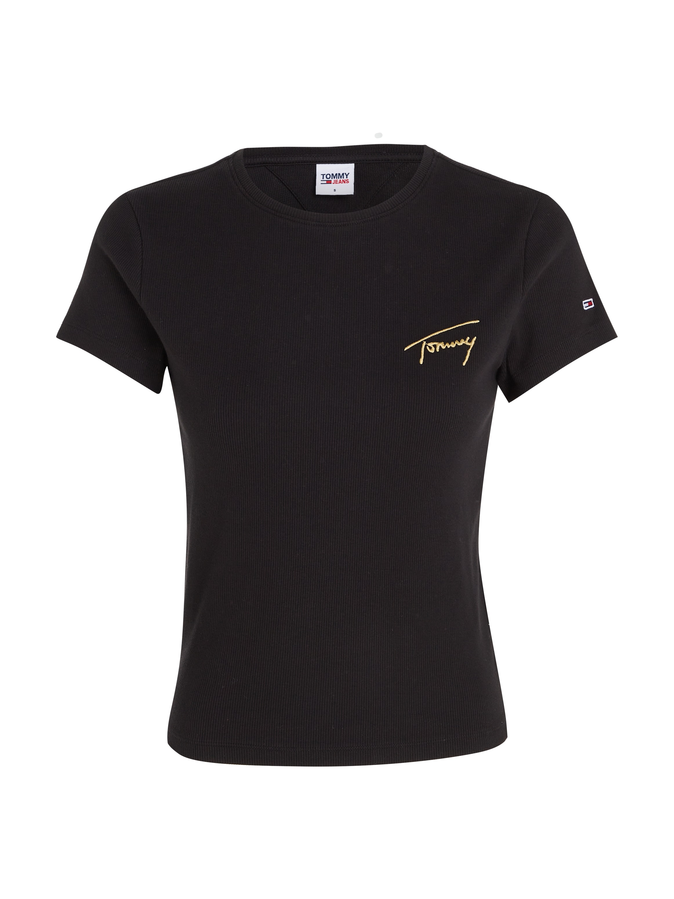 BAUR SS«, Jeans Tommy SIGNATURE »TJW Signature Friday goldfarbenen GOLD Black mit BBY TEE T-Shirt | Logo-Schriftzug