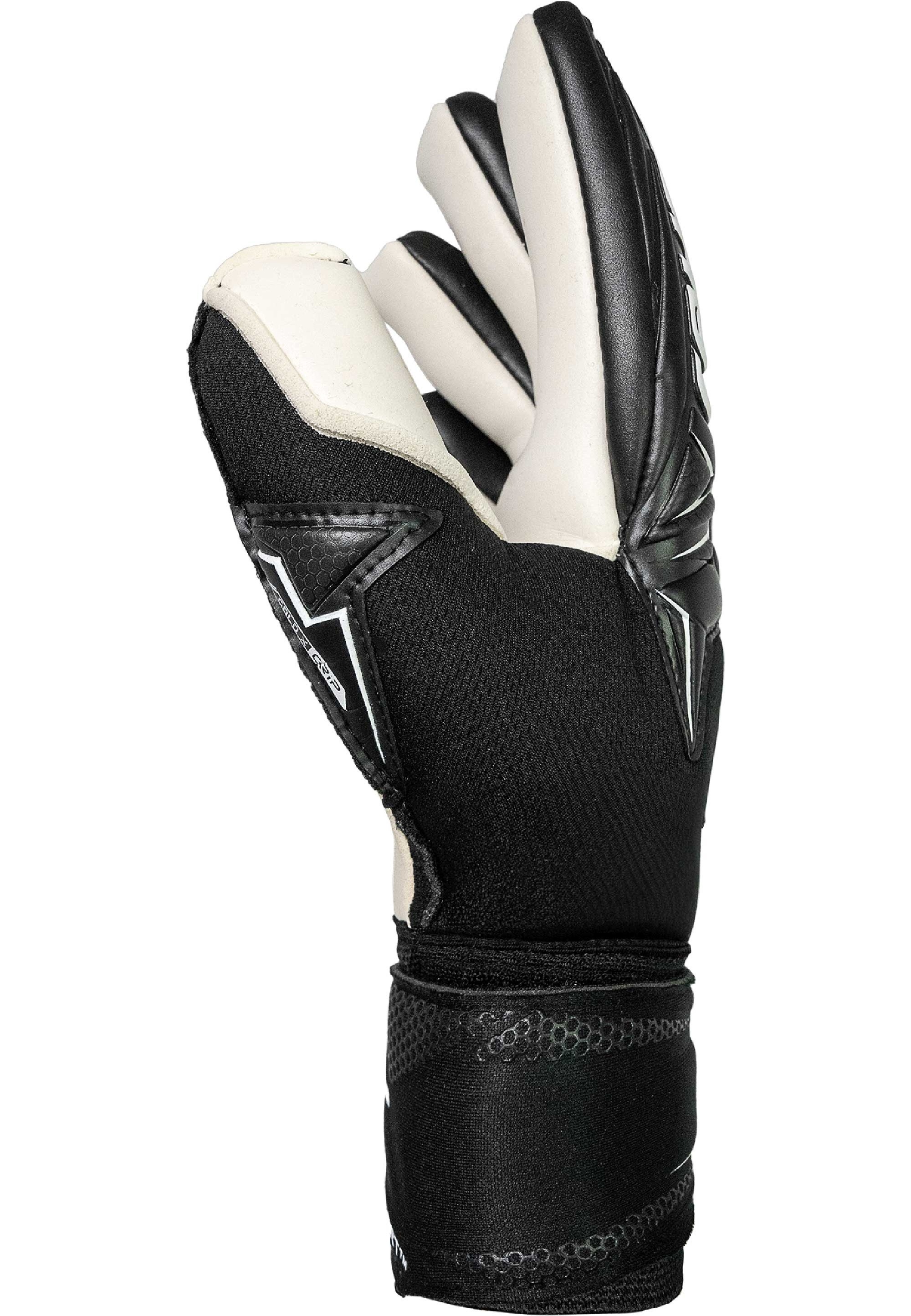 Torwarthandschuhe REUSCH "Attrakt Gold X NC", Damen, Gr. 10, schwarz, weiß, 42% Latex, 24% Polyester, 18% Polypropylen, 7% Polyamid, 6% Synthetik, 3% Polyurethan, Handschuhe, mit maximaler Sicherheit für die Finger 2