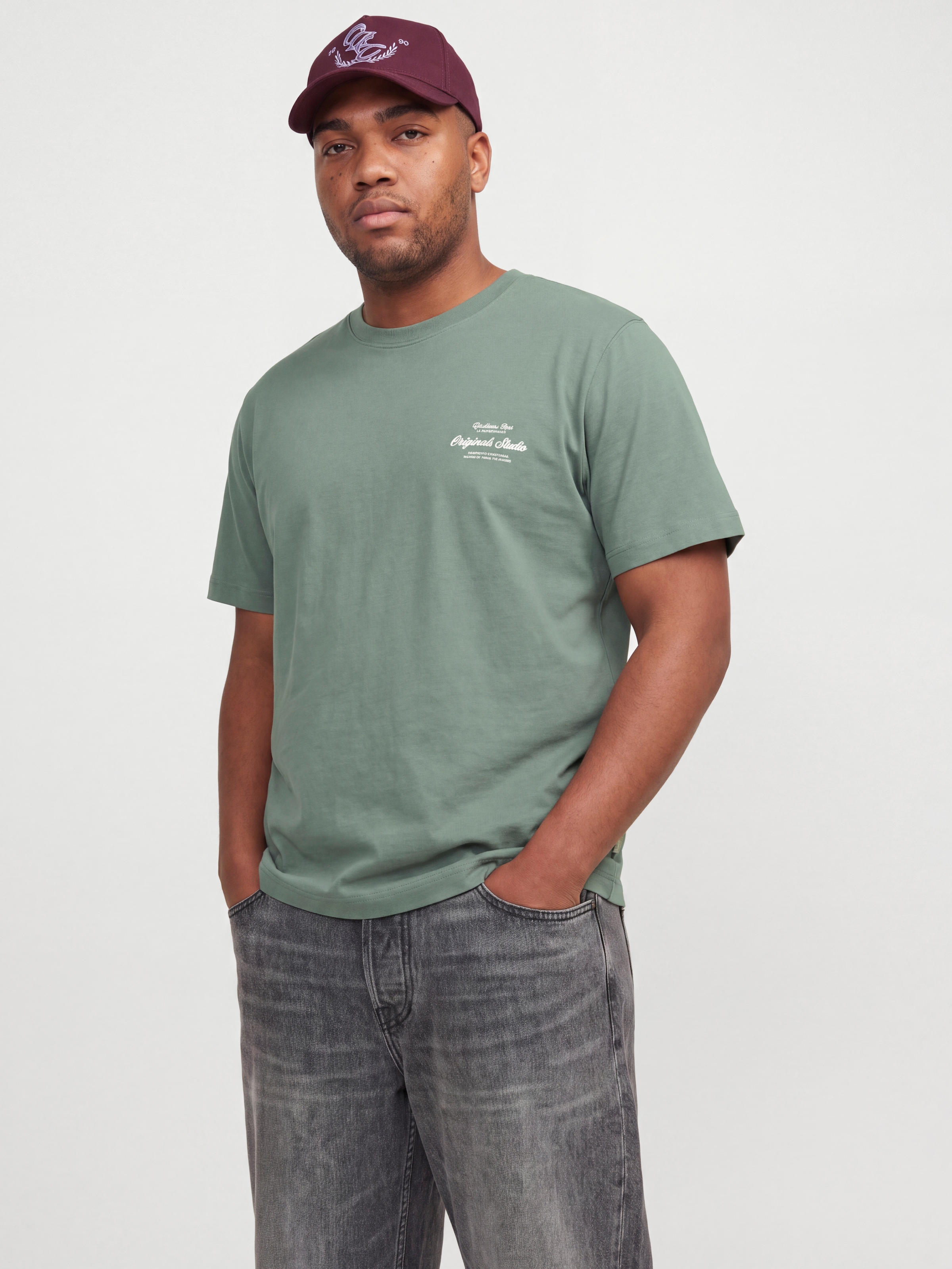 Jack & Jones PlusSize Kurzarmshirt "JORNORREBRO TYPO TEE SS CREW NECK PLS" Baumwolle, regular fit