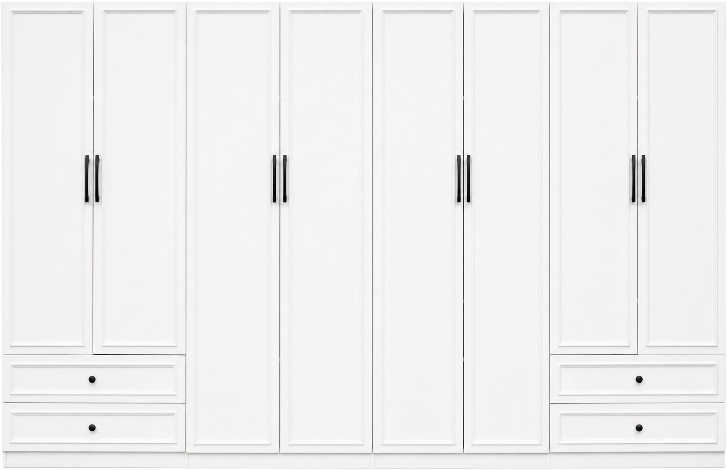 OTTO home Kleiderschrank »Arrian 320 cm Weiß | 8-türiger Drehtürenschrank im Landhausstil« XXL STAURAUM FÜR IHR ZUHAUSE