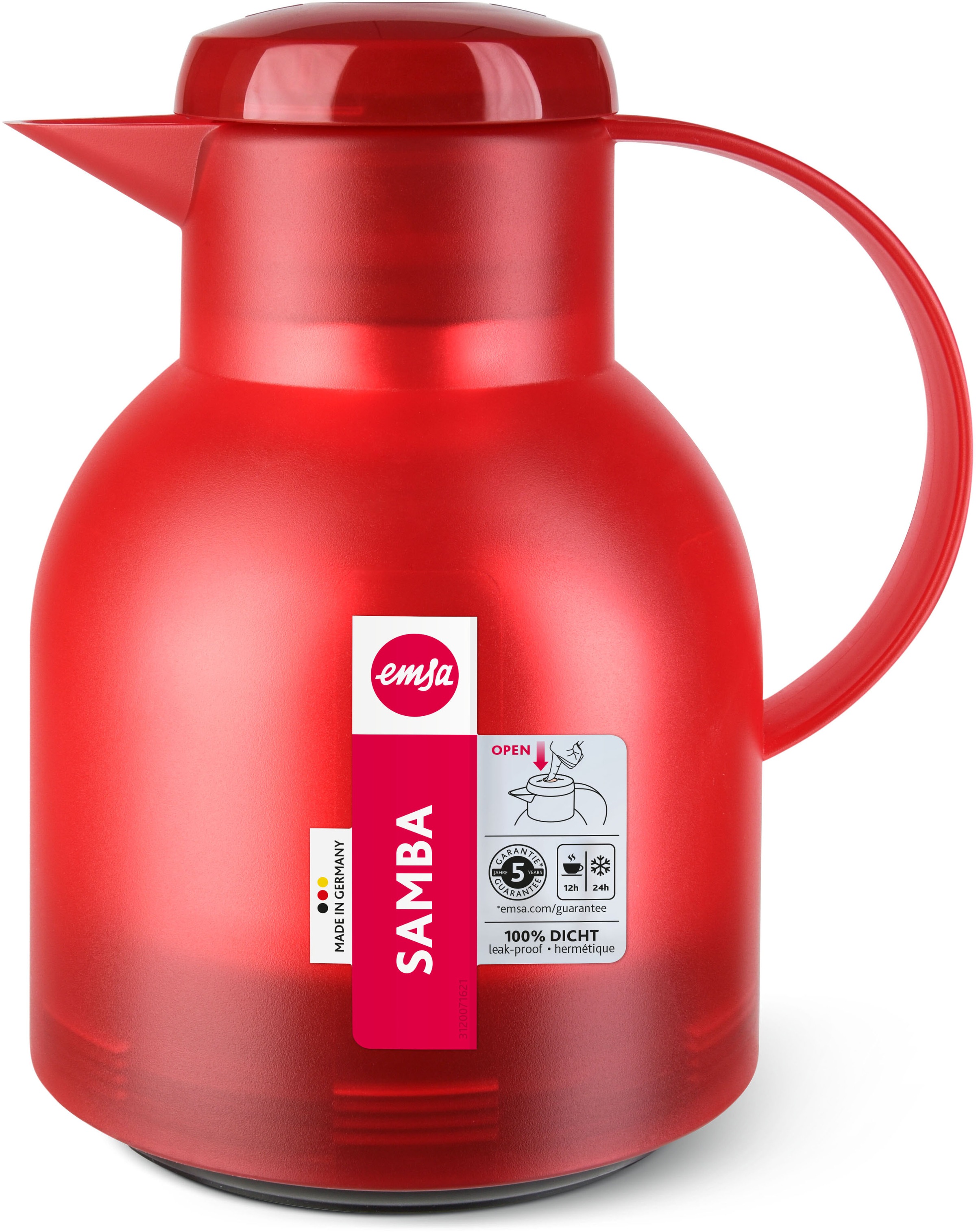Emsa Isolierkanne "Samba" 1 l zeitloses Design, einfacher Knopfdruck, 24h k günstig online kaufen