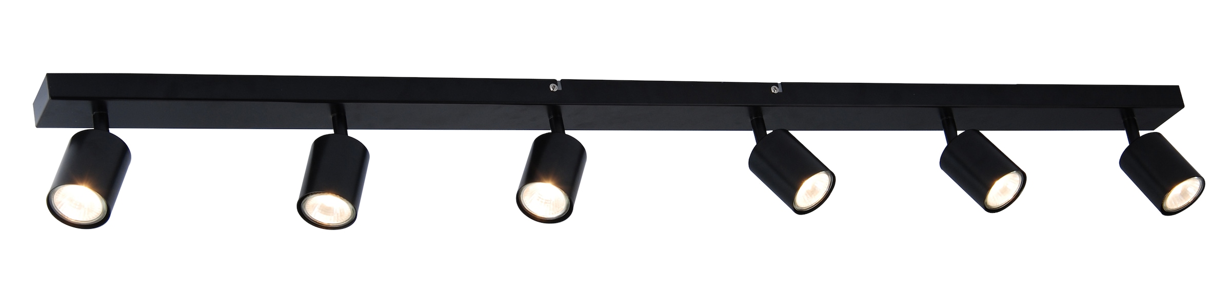 "BRILLIANT Deckenstrahler ""Ecco"", schwarz, 6, H: 12cm, 1 Stk., Leuchten, 120 x 12 cm, 6x GU10 Fassung, schwenkbar, Metall, schwarz, Deckenstrahler"