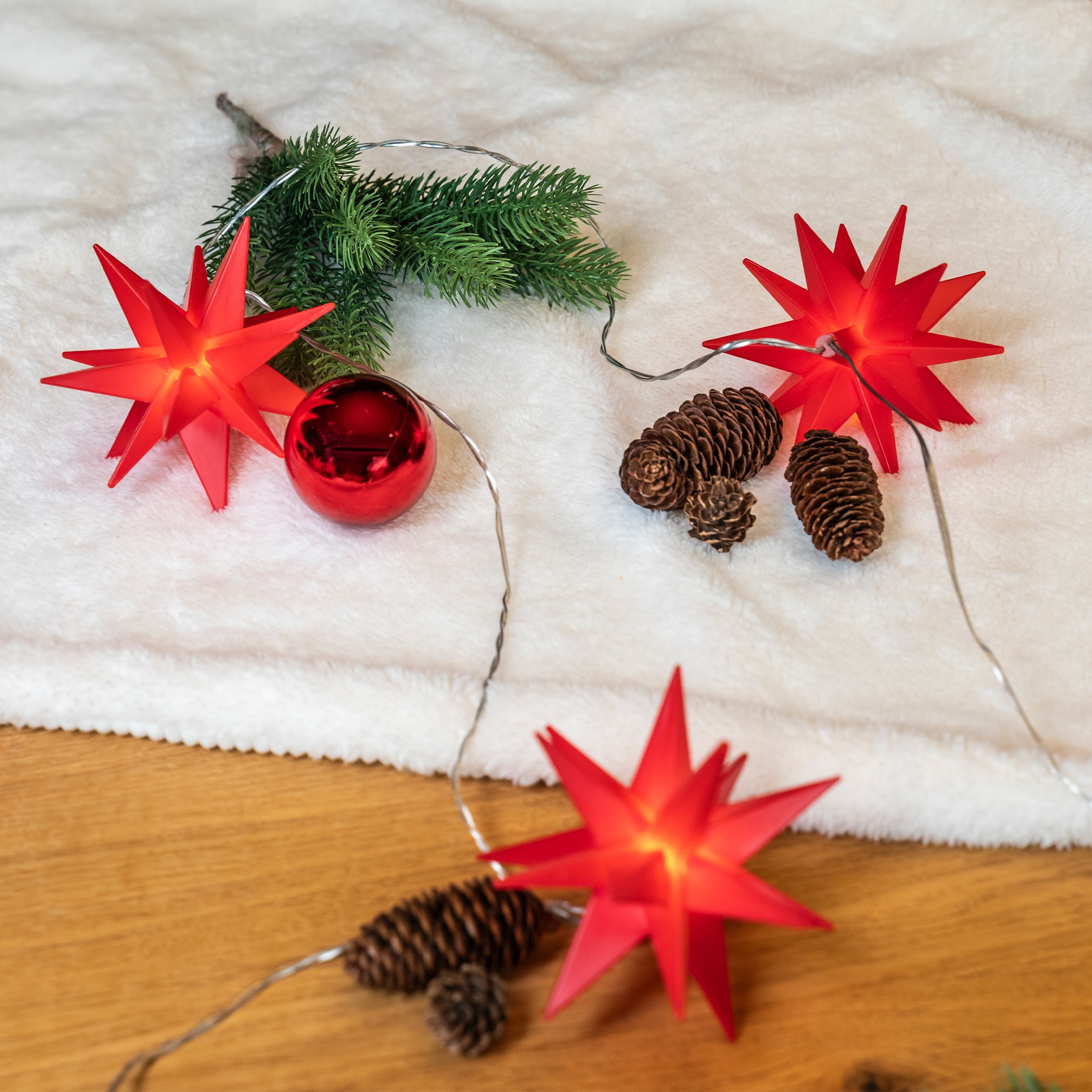 OTTO home LED-Lichterkette »Earrin« 10 Stk.-flammig 3D 10er Sternenlichterkette, Sterne, Lichterkette, 4,5 m beleuchtet