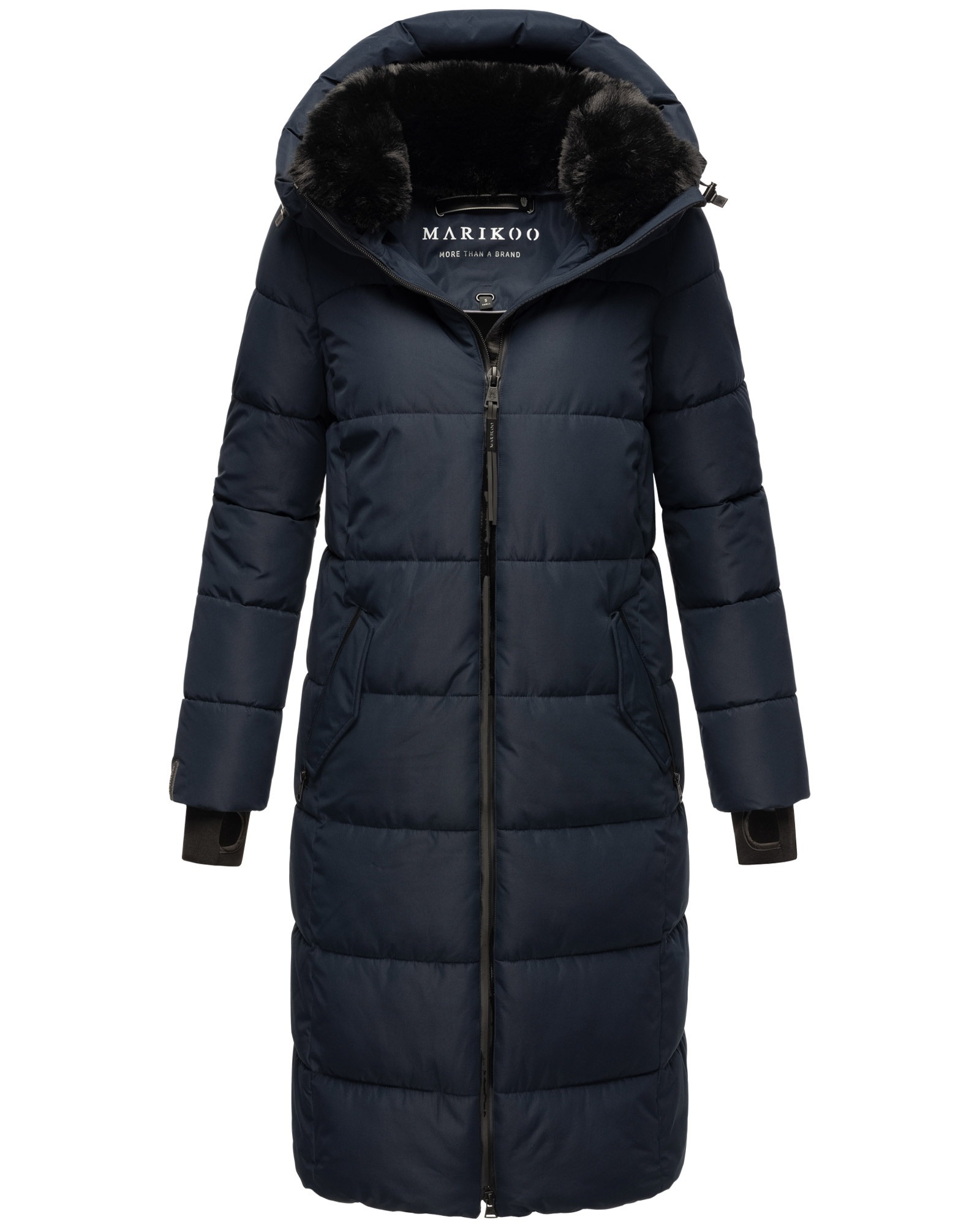 Steppjacke MARIKOO "Zuraraa XVI", Damen, Gr. XL, blau (navy), Obermaterial: 100% Polyester; Innenseite: 100% Polyester; Futter: 100% Polyester; Wattierung: 100% Polyester, Jacken Steppjacke, langer Winter Mantel gesteppt 3