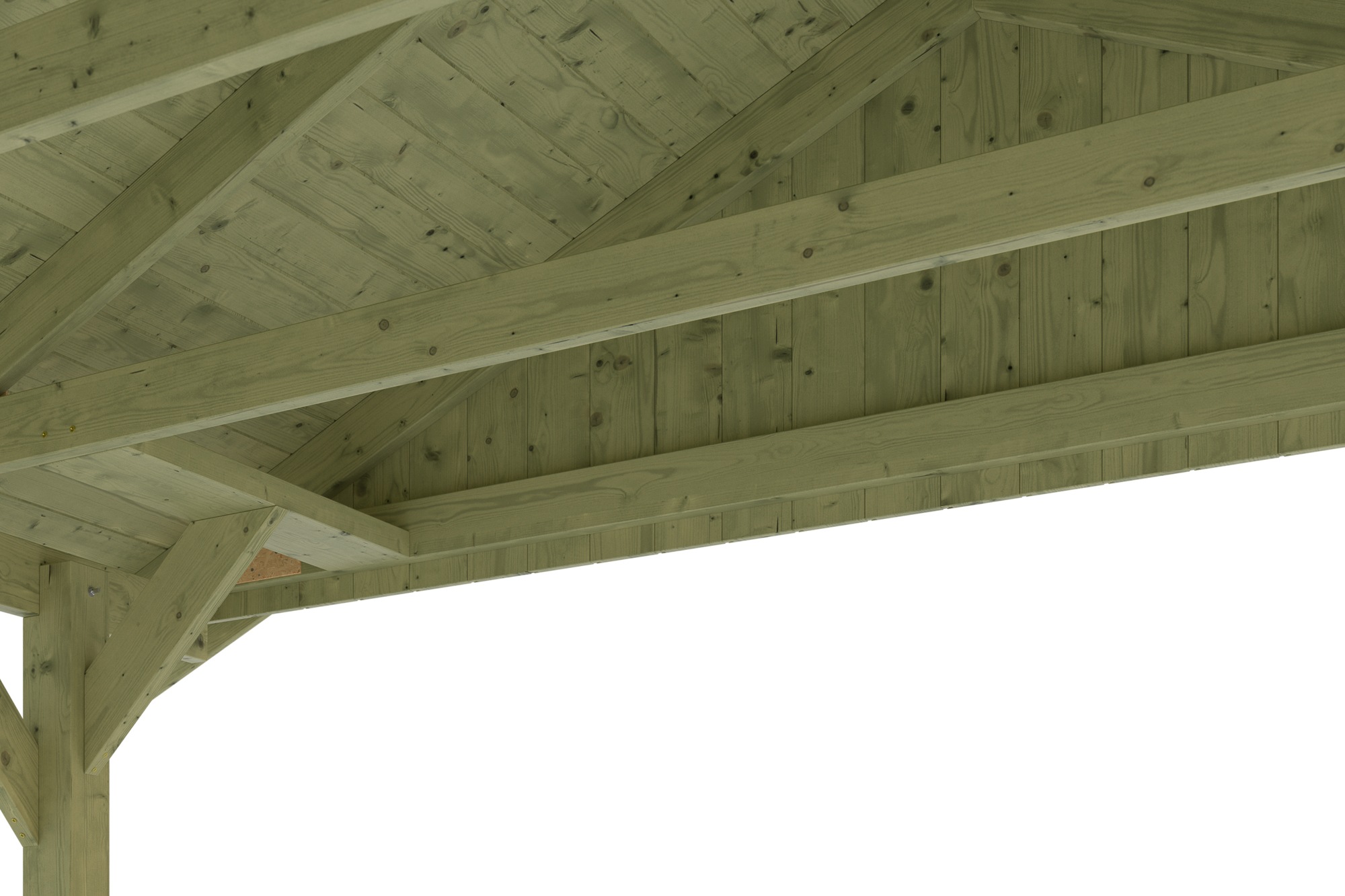 Thumbnail - Skanholz Doppelcarport "Wallgau", 530 cm, Grün, mit schwarzen Dachschindeln
