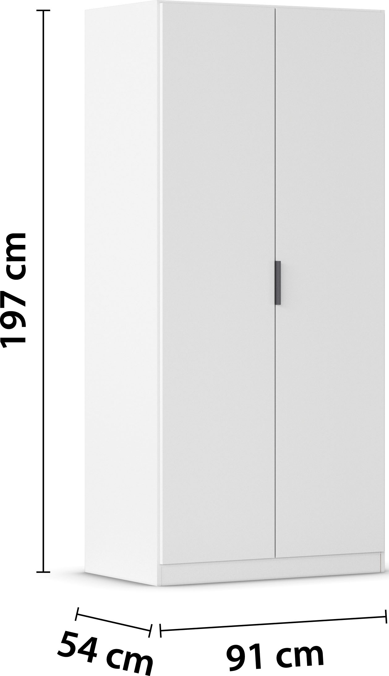 rauch Kleiderschrank »Drehtürenschrank Schrank Garderobe Ankleide Schlafzimmer LAGOA« 3 verschiedene Ausstattungen BASIC/CLASSIC/PREMIUM (inkl. SOFT-CLOSE),  moderne Kantengriffe aus Metall, optional mit Aufsatz MADE IN GERMANY
