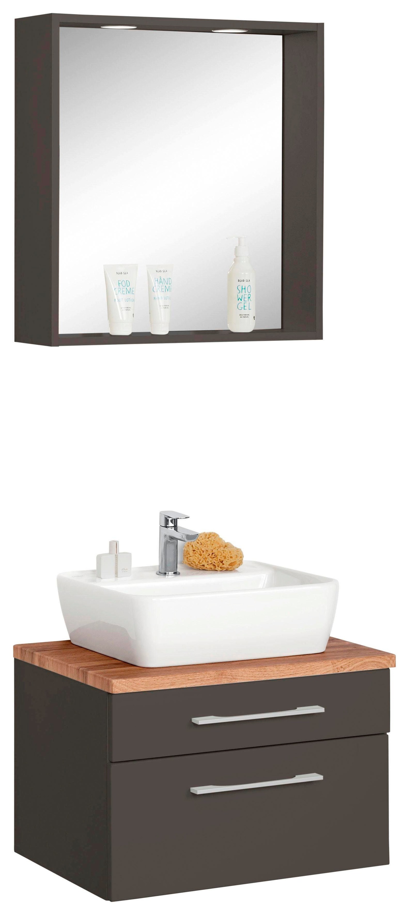 welltime Badmöbel-Set "Davos" 2 Stk. tlg. mit rechteckigem Waschbecken günstig online kaufen