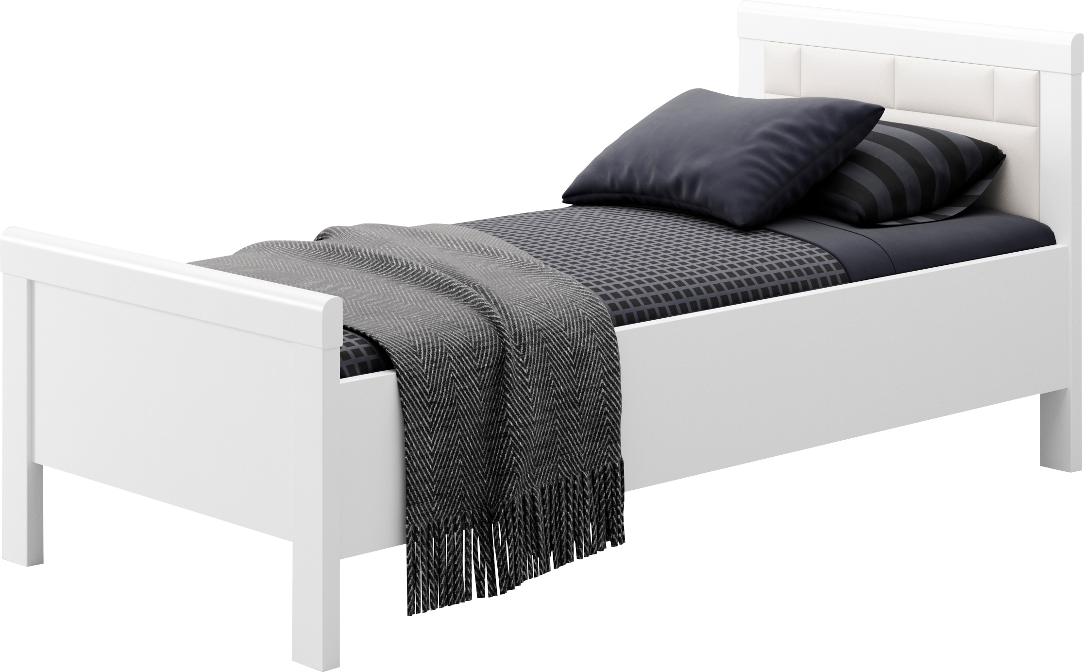 priess Einzelbett "Arnsberg Komfortbett mit flexibel höhenverstellbarer Liegefläche" gepolstertes Kopfteil, Made in Germany mit Blauem Engel und Goldenem M
