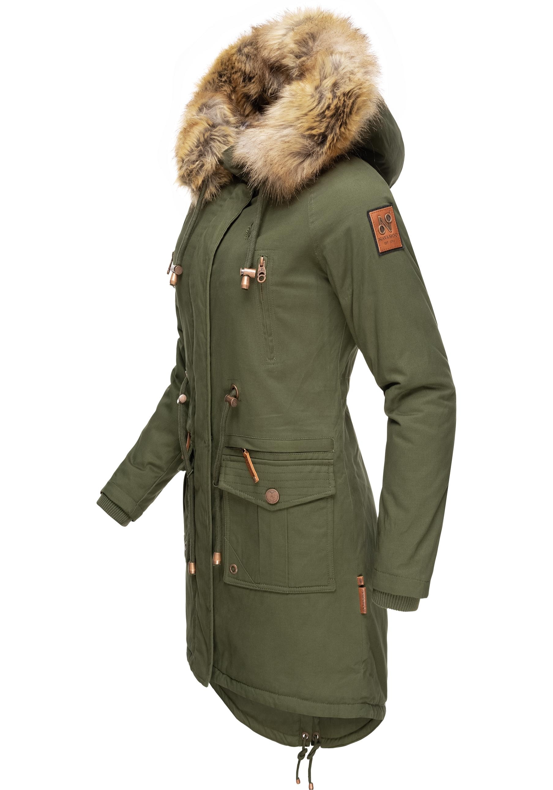 Navahoo Wintermantel »Rosinchen«, stylischer Damen Winter Baumwollparka mit Kunstfell
