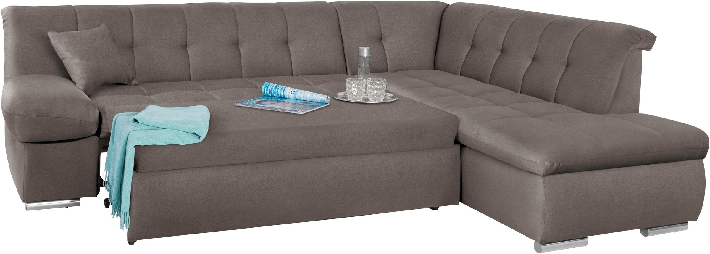 DOMO collection Ecksofa »Mona L-Form«, wahlweise mit Bett- und Armlehnfunktion