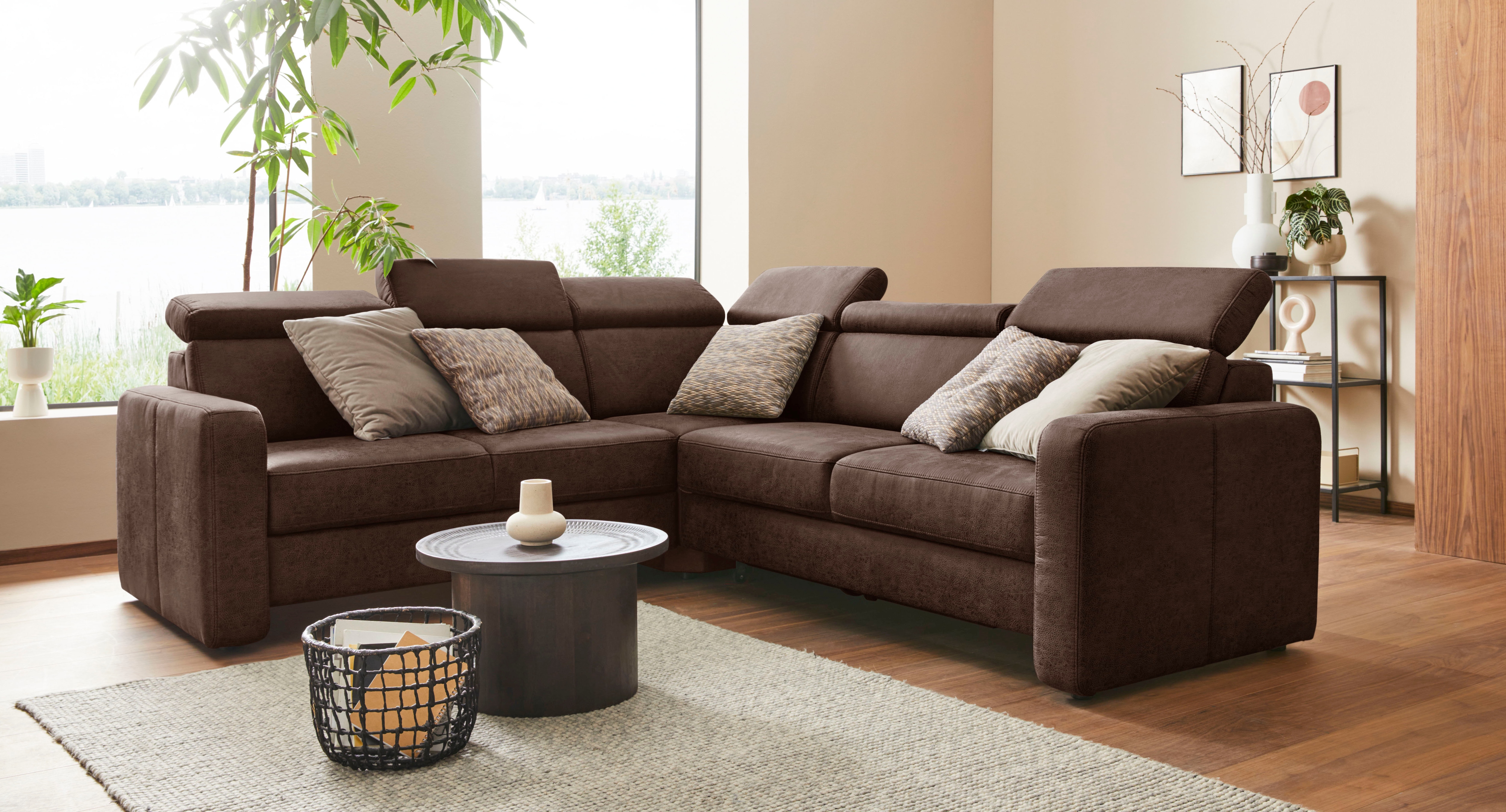 sit&more Ecksofa "Bologna L-Form" Kopfteilverstellung, wahlweise mit Schlaffunktion und Schubkasten