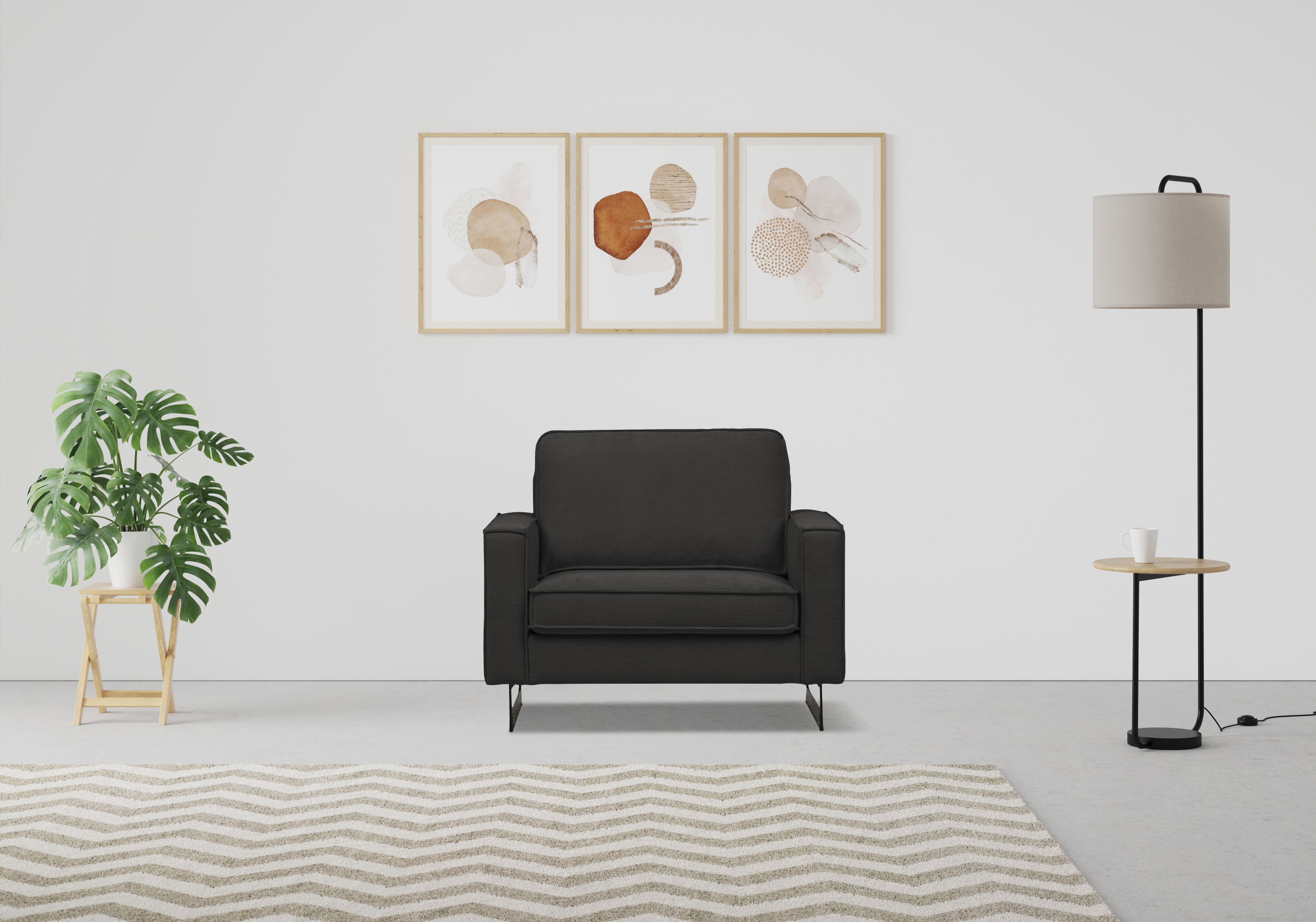 OTTO home Loveseat "Pinto 105 cm, Cord, Chenille, Lederoptik" mit Keder, Metallfüßen und auch in Cord Bezug erhältlich