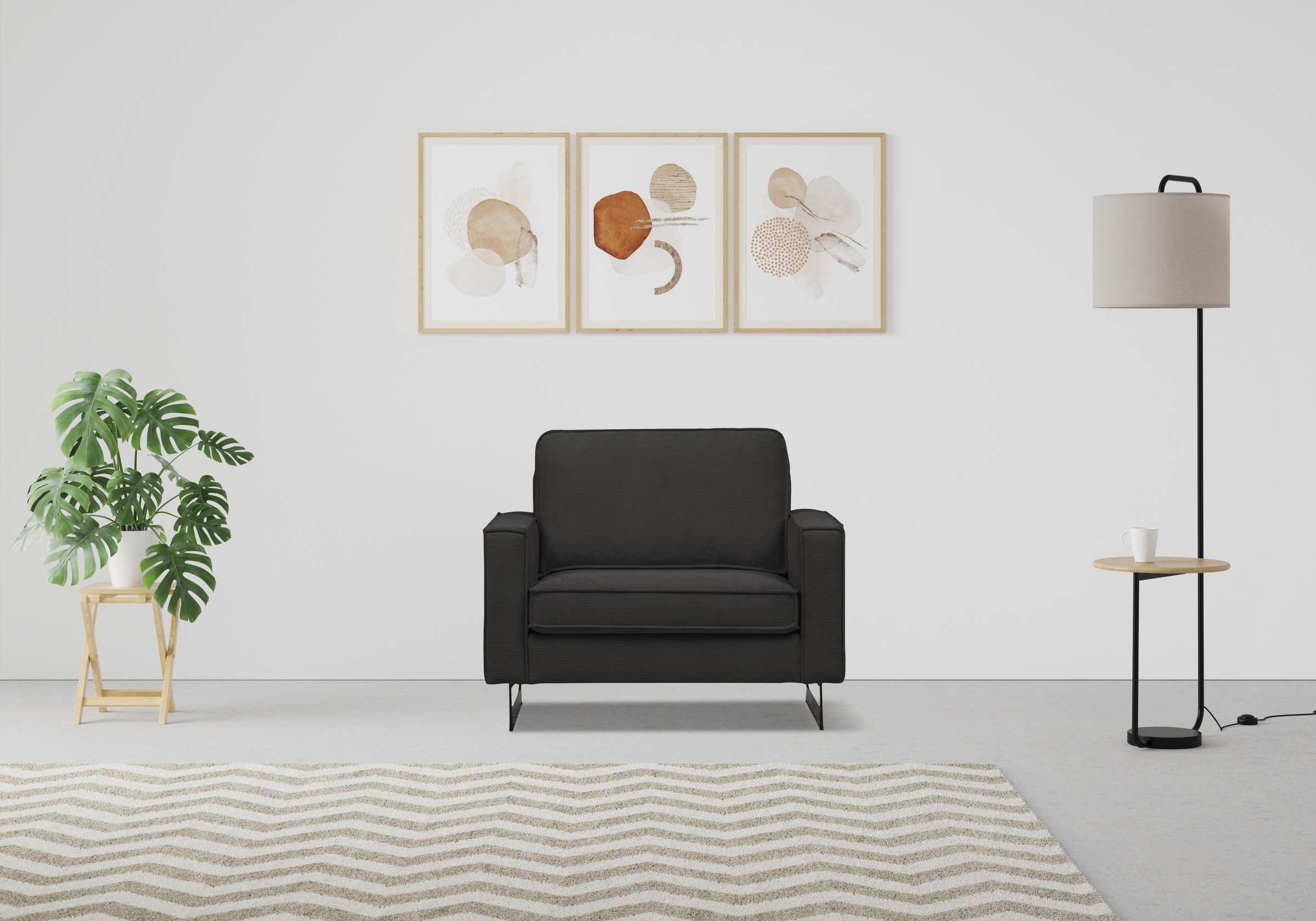 PLACES OF STYLE Loveseat "Pinto 105 cm, Cord, Chenille, Lederoptik" mit Ked günstig online kaufen