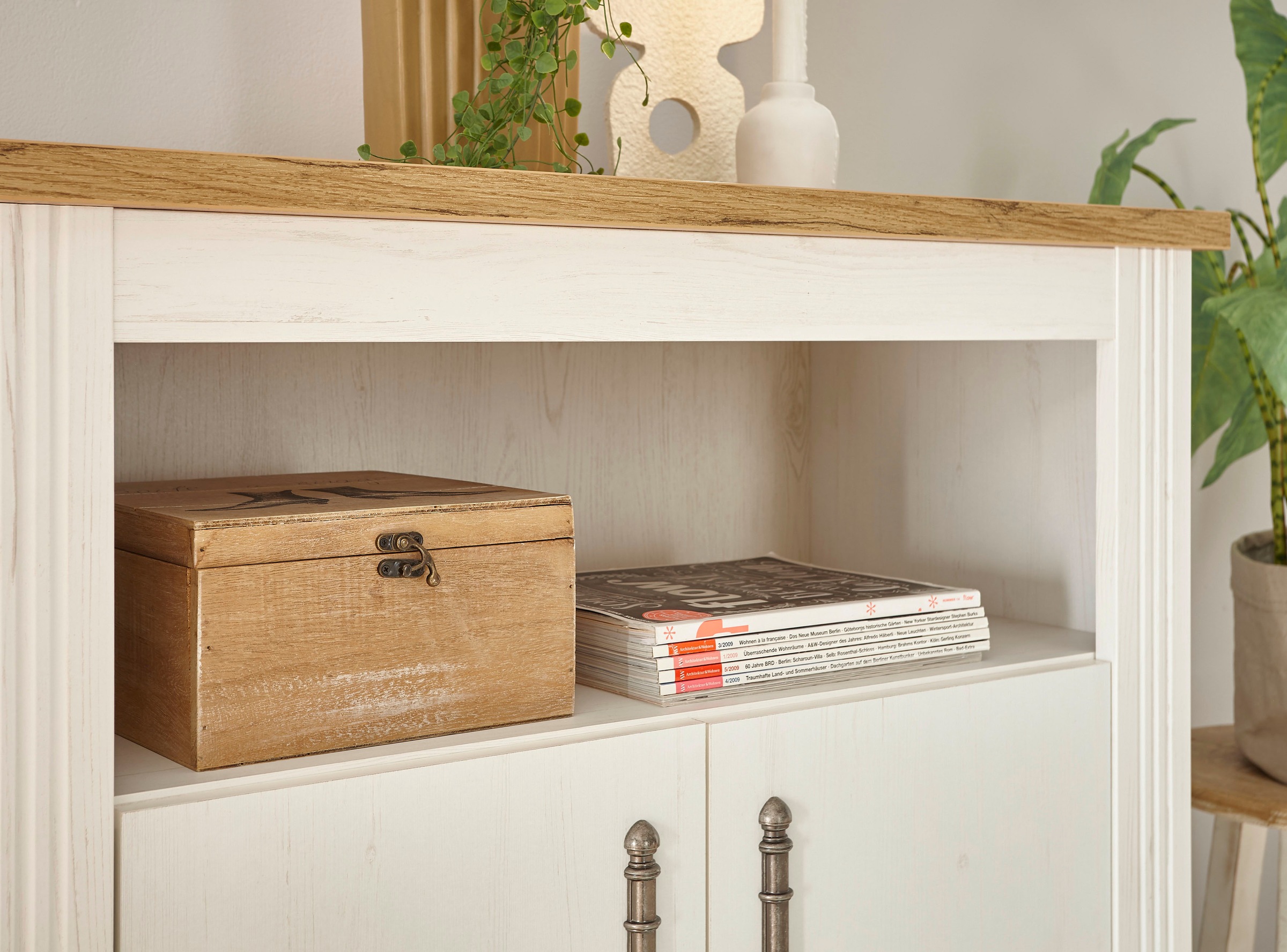 Home affaire Garderoben-Set »WESTMINSTER TOPSELLER!«, (3 St., Kommode, Spiegel, Garderobenschrank), im romantischen Landhausstil