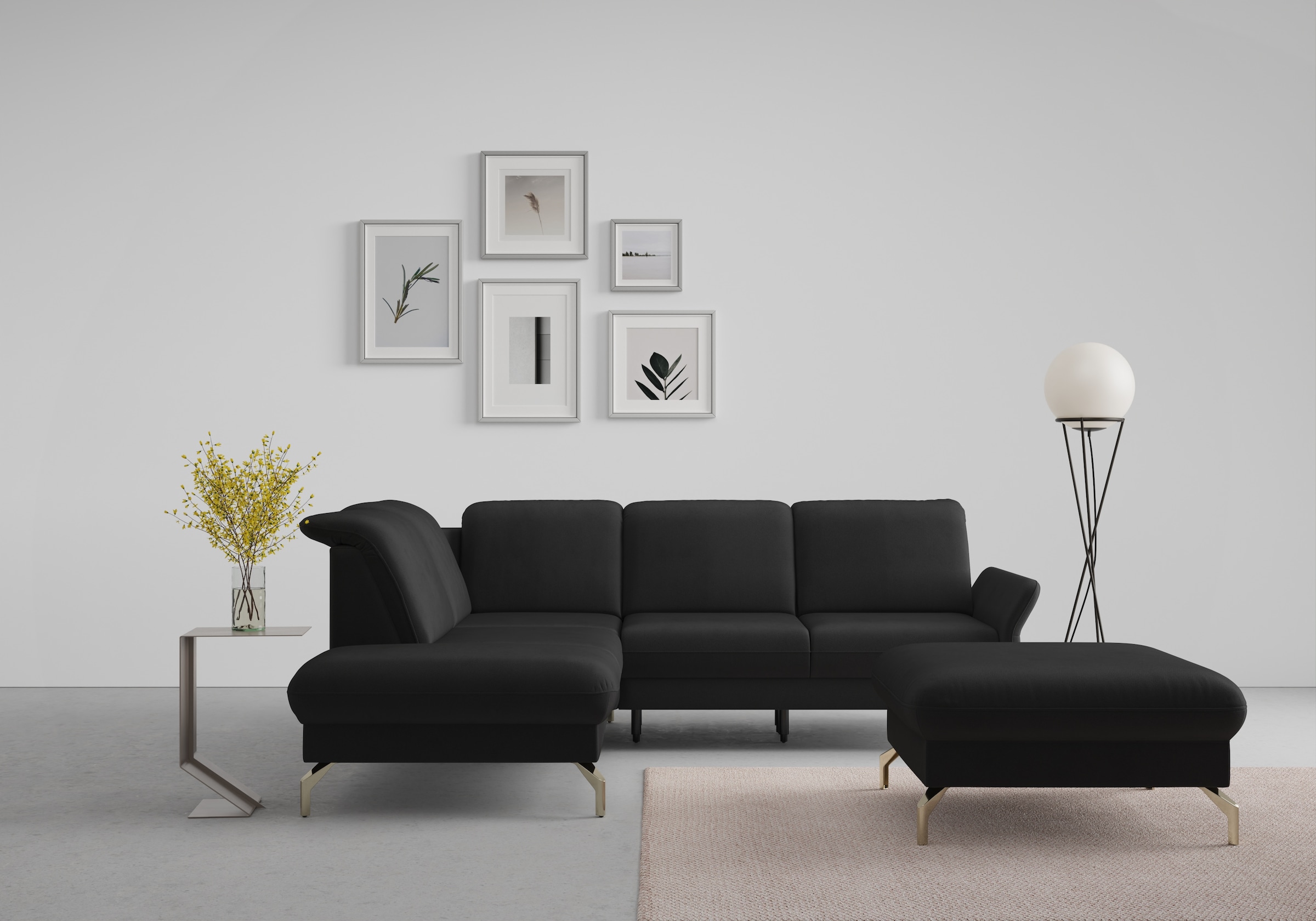 sit&more Ecksofa "Fashion L-Form" wahlweise mit Kopfteilverstellung, Vorziehsitz, motorisch, Nickelfüße