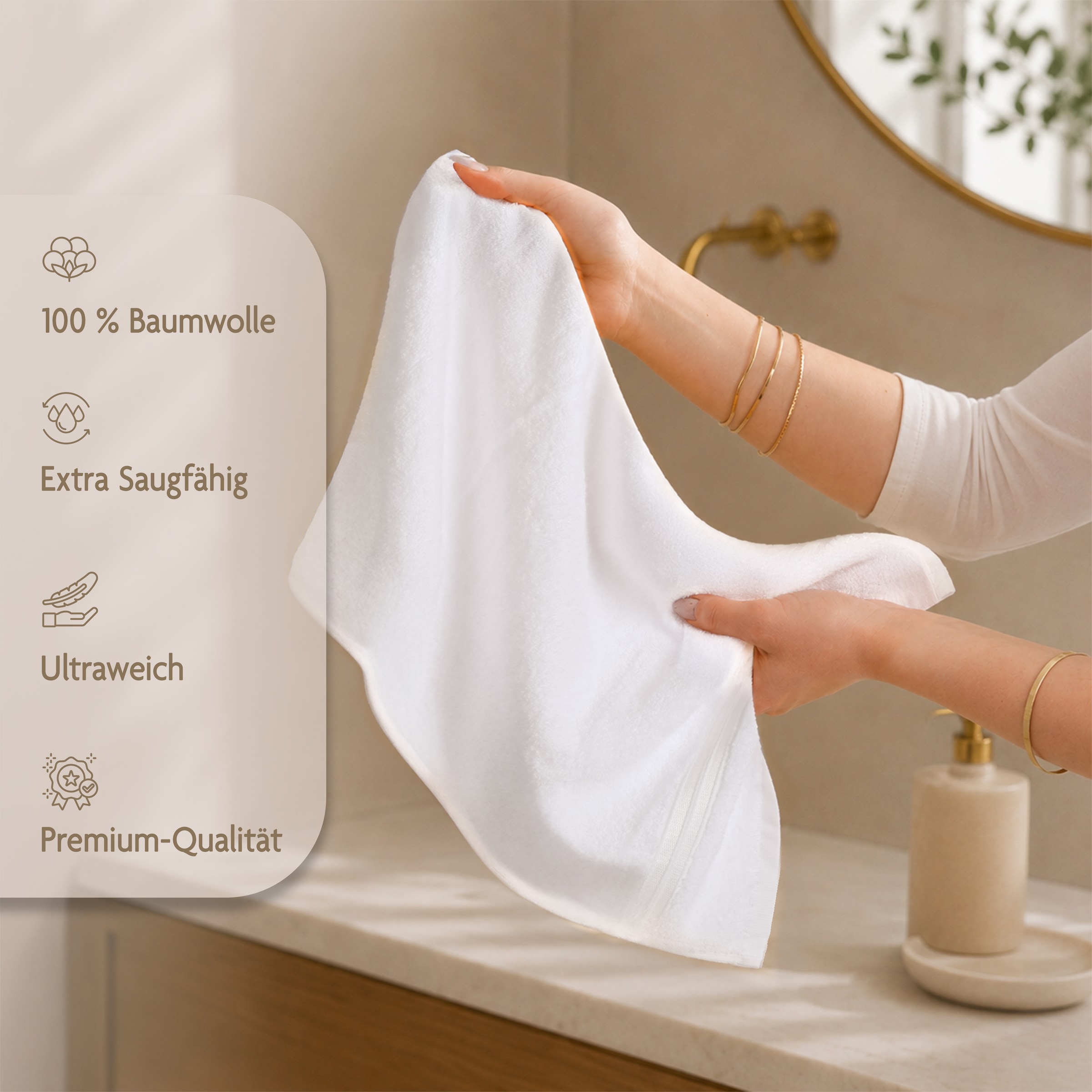 HAMMETEX Gaestehandtuecher »5er Set, 30x50 cm, weich & saugstark, 100% Baumwolle« mit Bordüre, einfarbig, Schlaufe, 100% Baumwolle Frottee