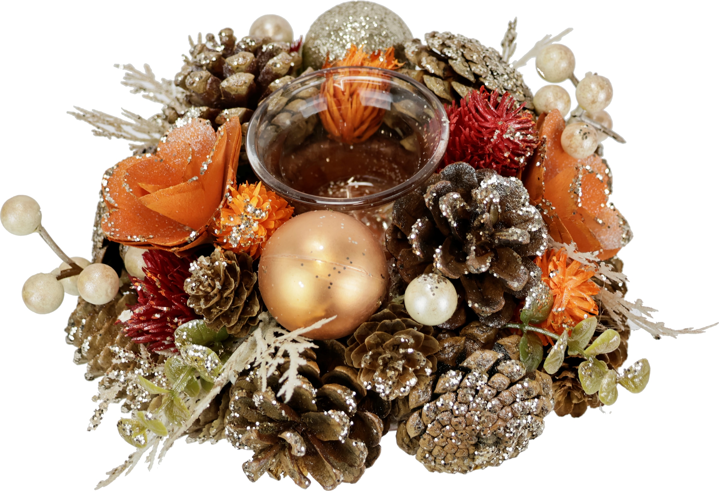 I.GE.A. Teelichthalter "Natur-Teelichthalter" aus Trockenblumen Zapfen Chri günstig online kaufen