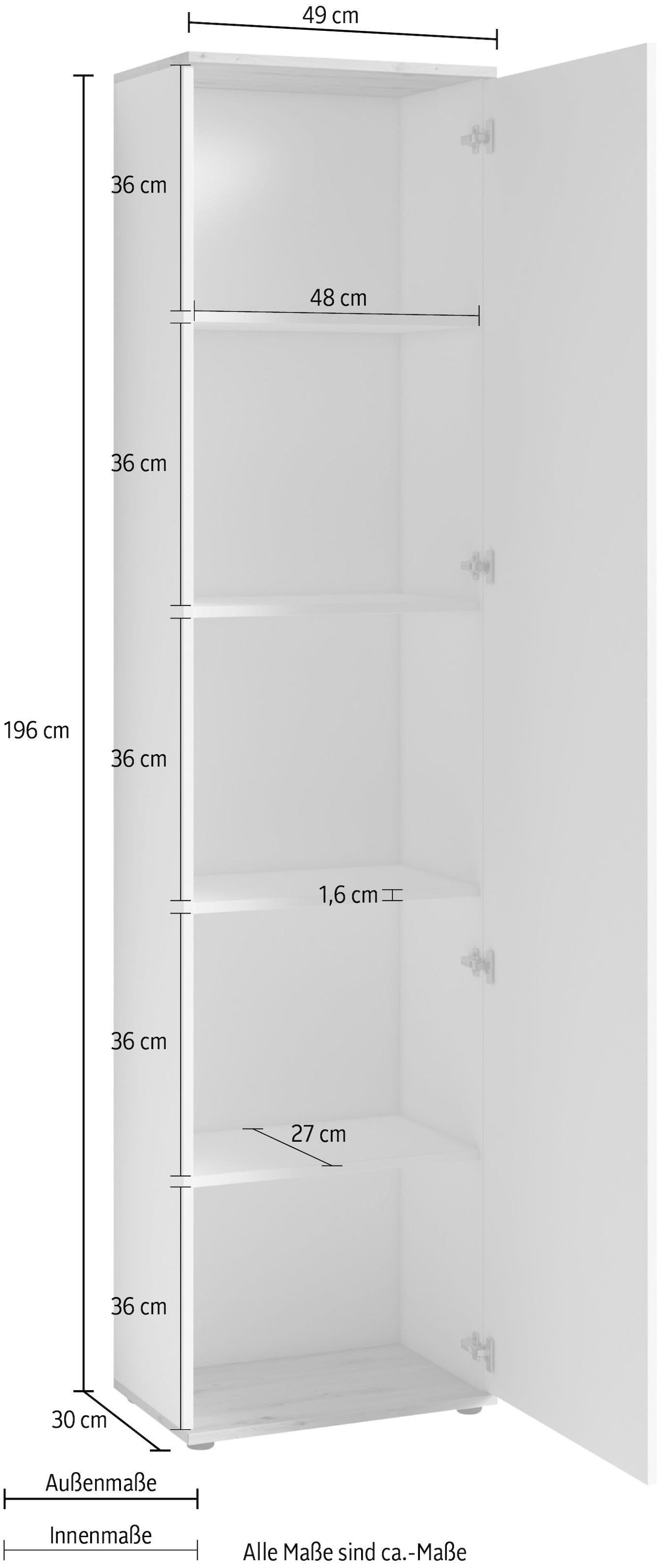 byLIVING Garderobenschrank »Jakob«, mit großem Spiegel, Breite 49 cm