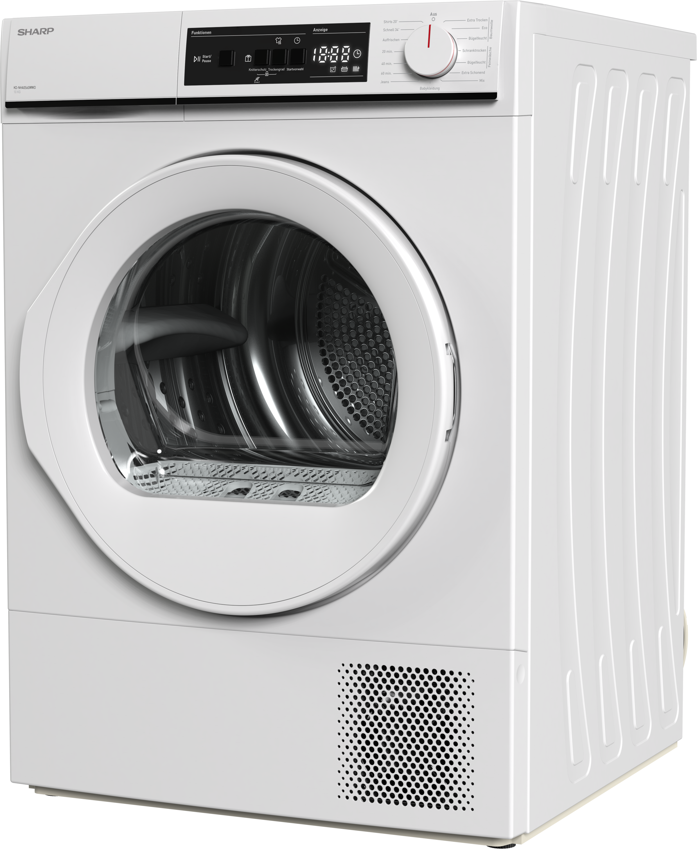 Sharp Wärmepumpentrockner »KD-NHA0S6GWWD-DE« 10kg / EEK D / 3 Tasten / Glas-Tür / Weiß