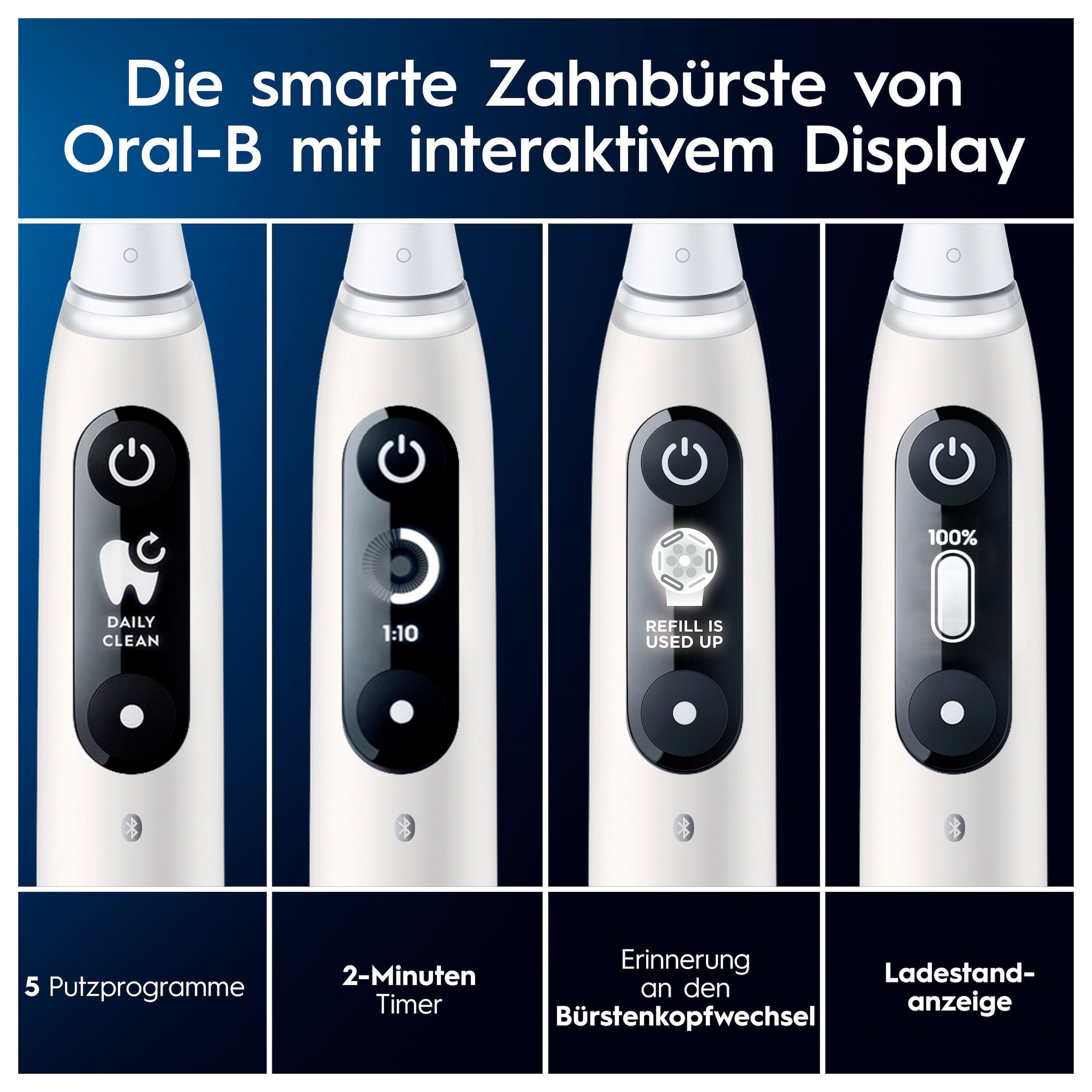 Oral-B Elektrische Zahnbürste »iO 6«, 2 St. Aufsteckbürsten, mit Magnet-Technologie, Display, 5 Putzmodi, Reiseetui