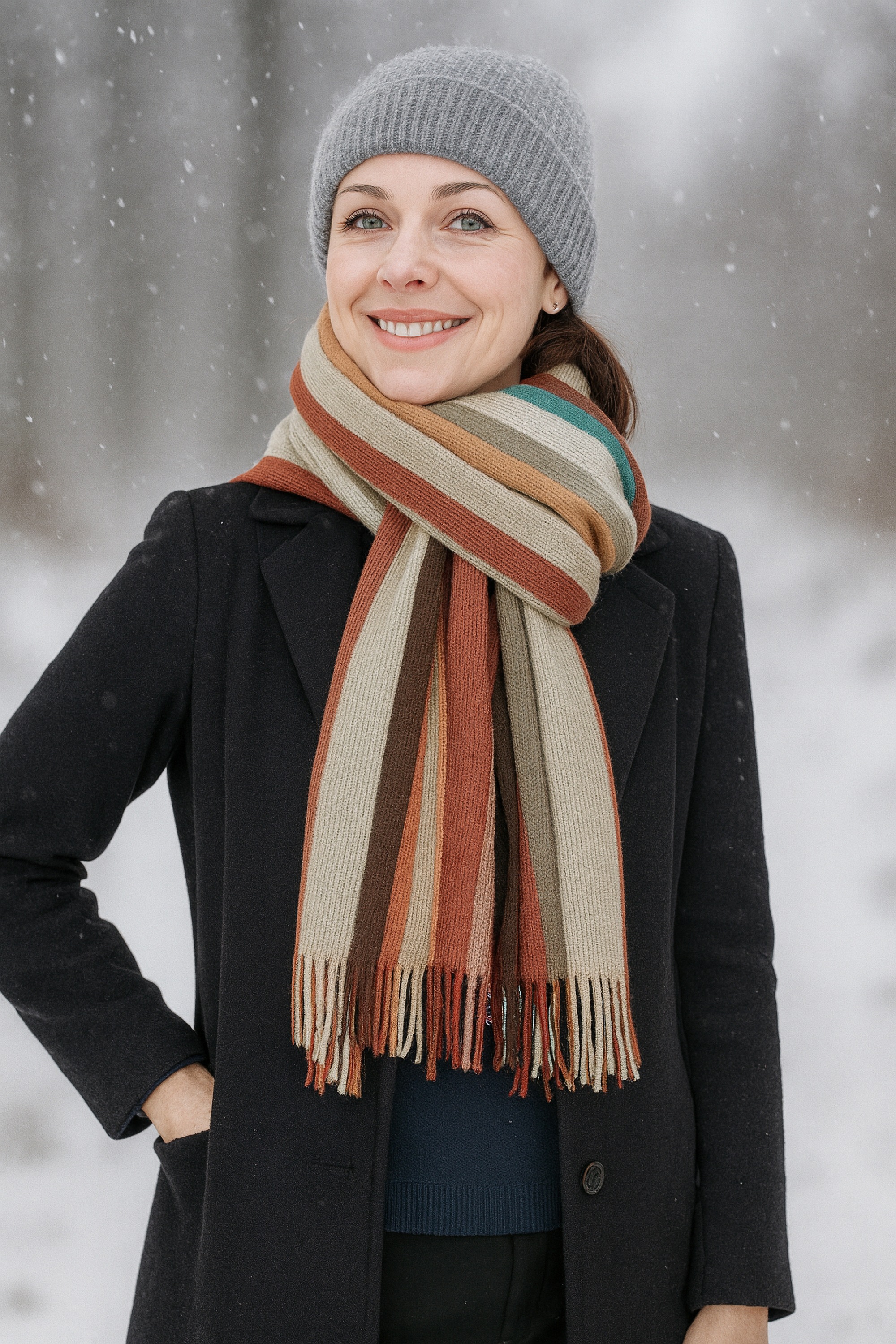 Thumbnail - COLLEZIONE ALESSANDRO Wollschal "Farbstreifen" 1 Stk. in modischen Farben, Made in Italy