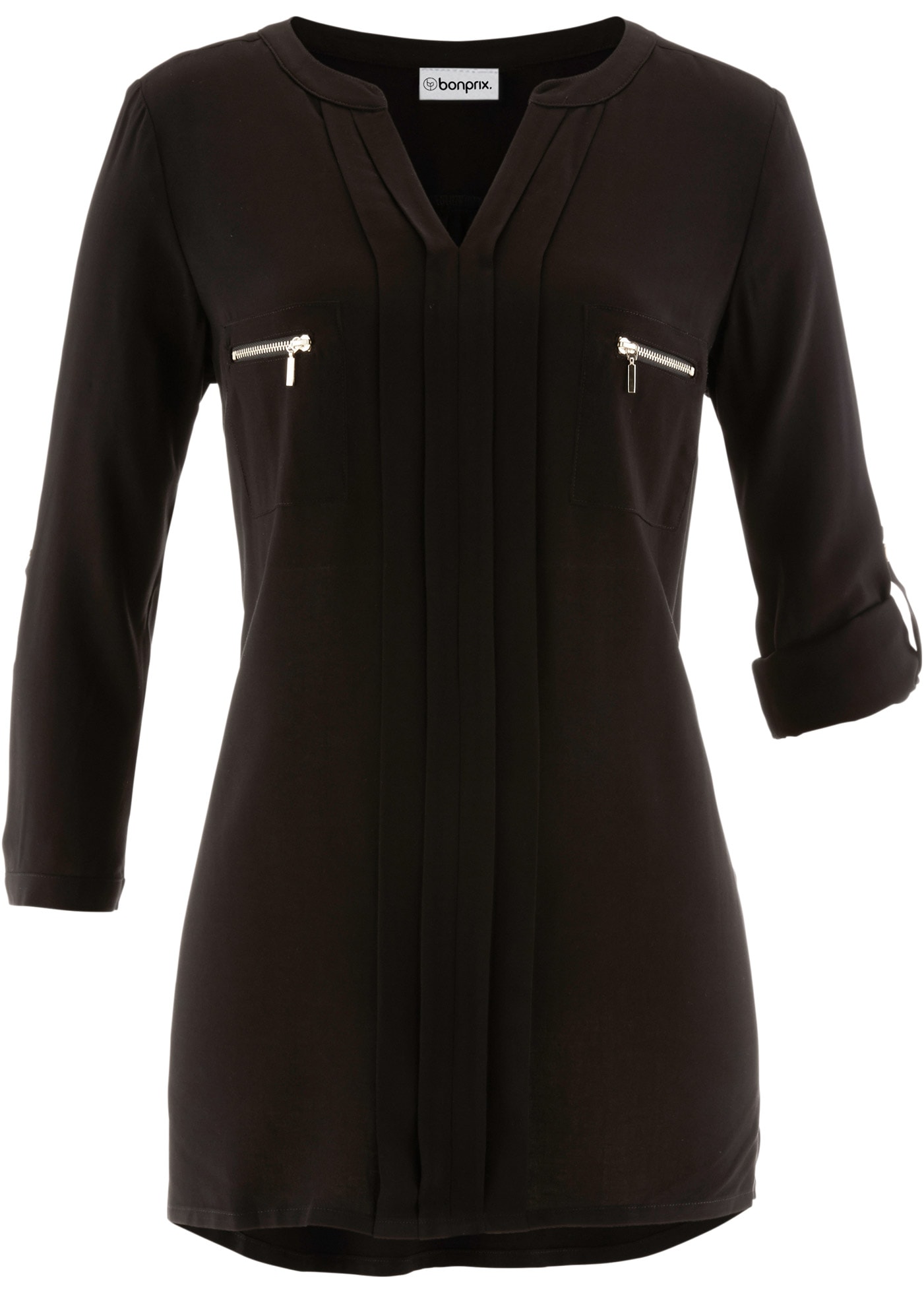 bonprix Tunika figurumspielende Passform, mit langem Arm, mit eingelegten Falten