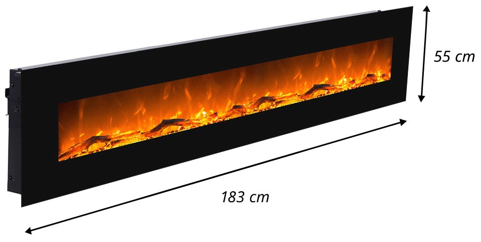 GLOW FIRE Elektrokamin »Mars XL schwarz«, täuschend echte Flamme mit Heizung, 3 verschiedene Dekorationen