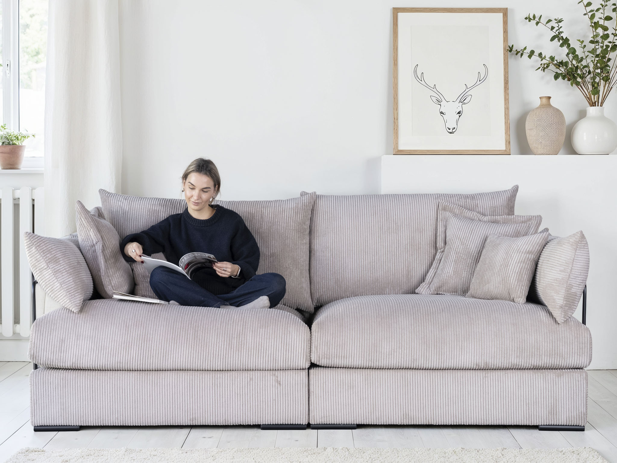 Home affaire "Casa XXL, B: 247 cm" 4 Zierkissen, Mega-Sofa, in Cord oder Chenille-Struktur, Federkern