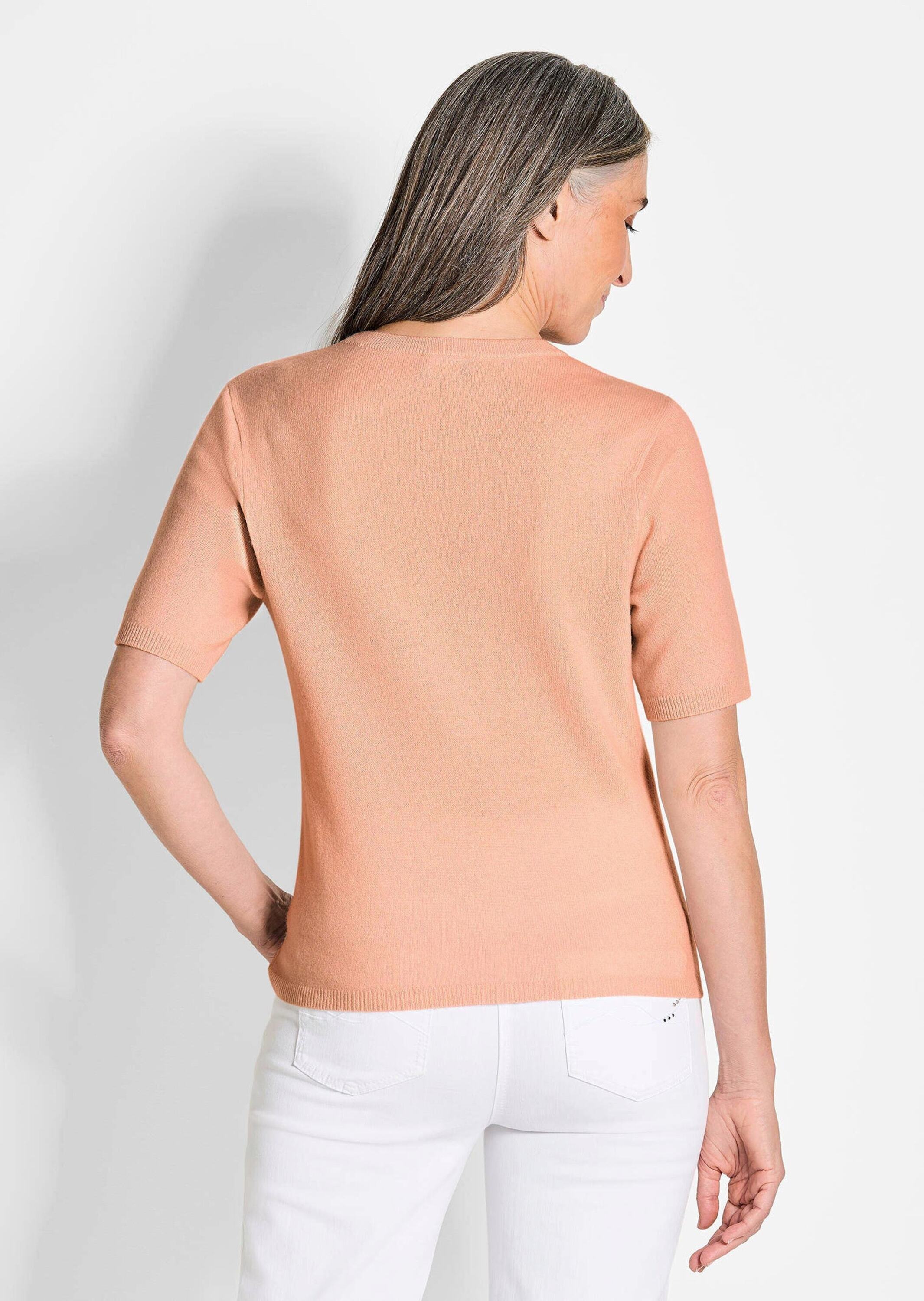 GOLDNER Kurzarmpullover »Kurzgröße Halbarmpullover mit Rundhals aus Kaschmir«