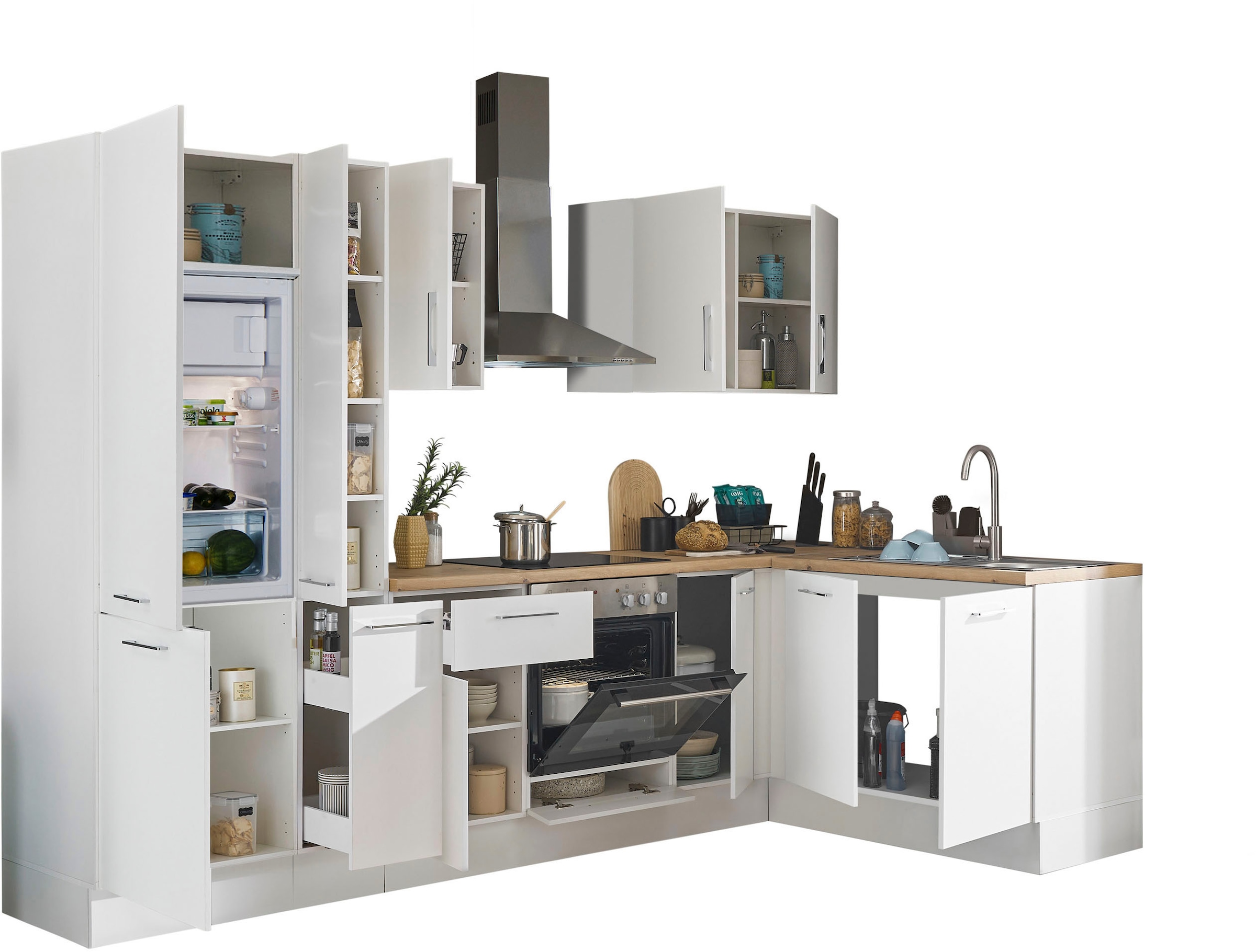 BASIC by Balculina Winkelküche »Turin«, Stellbreite 300x175 cm, wahlweise mit E-Geräten