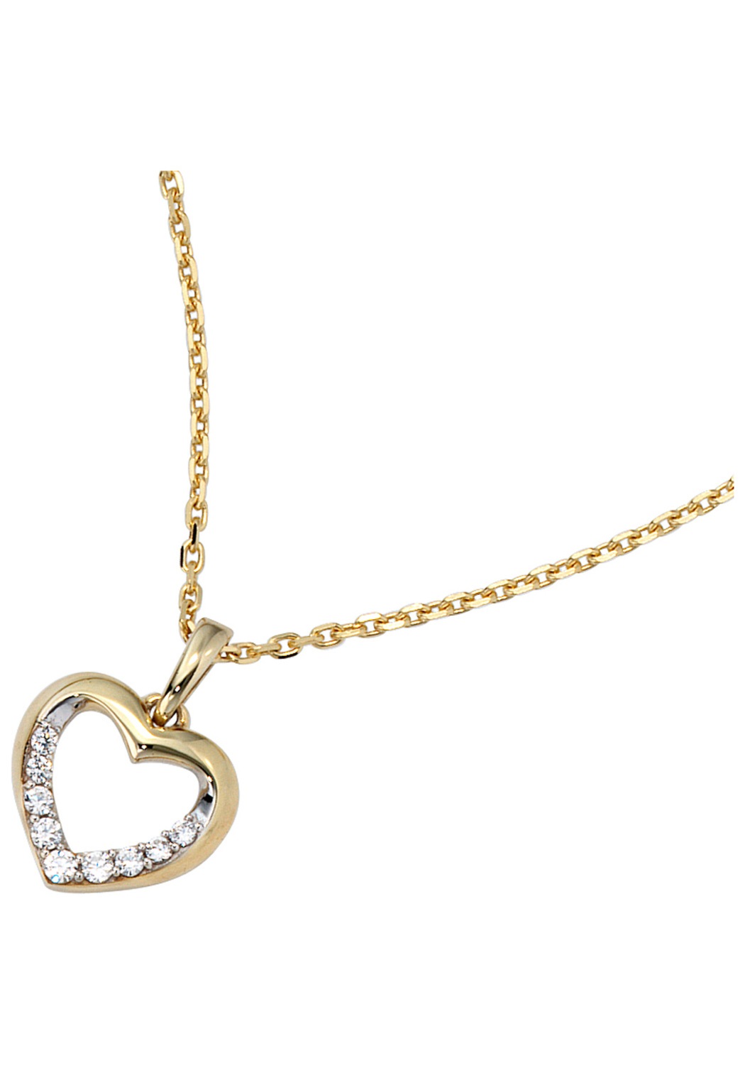 JOBO Herzanhänger »Anhänger Herz«, 333 Gold bicolor mit Zirkonia