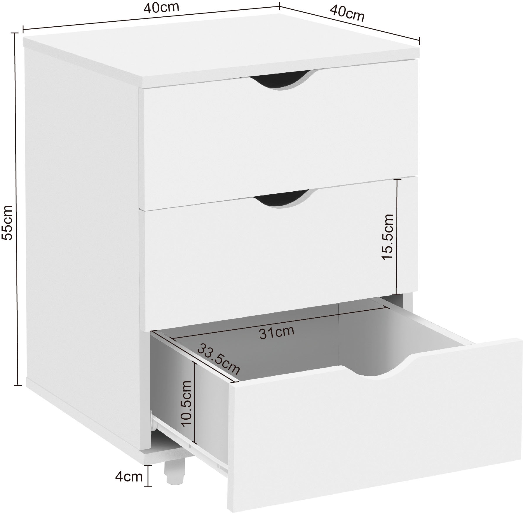 INOSIGN Container »Bürocontainer, Schreibtischcontainer, Brody«, mit 3 Schubladen, bodenausgleichende Füße, Breite 40 cm